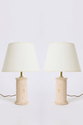 10005- Pair of Travertine Table Lamps