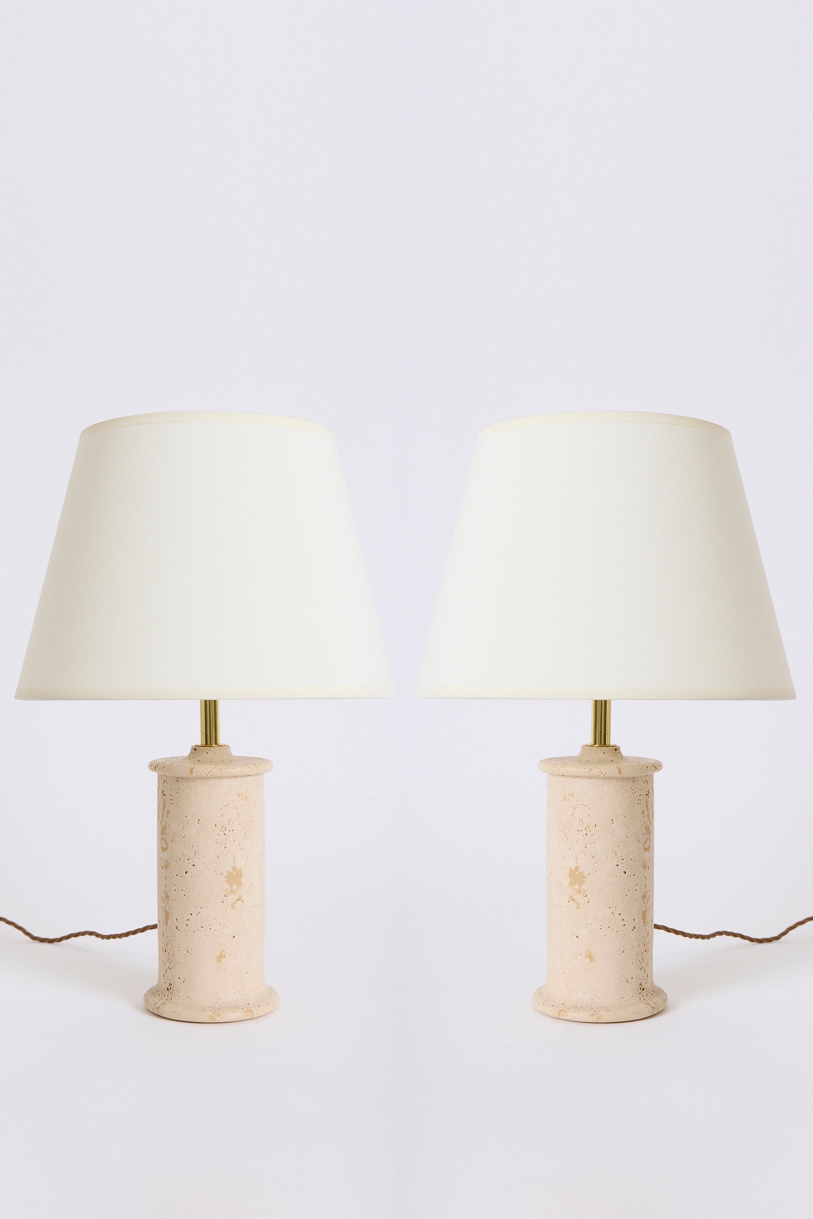 10005- Pair of Travertine Table Lamps