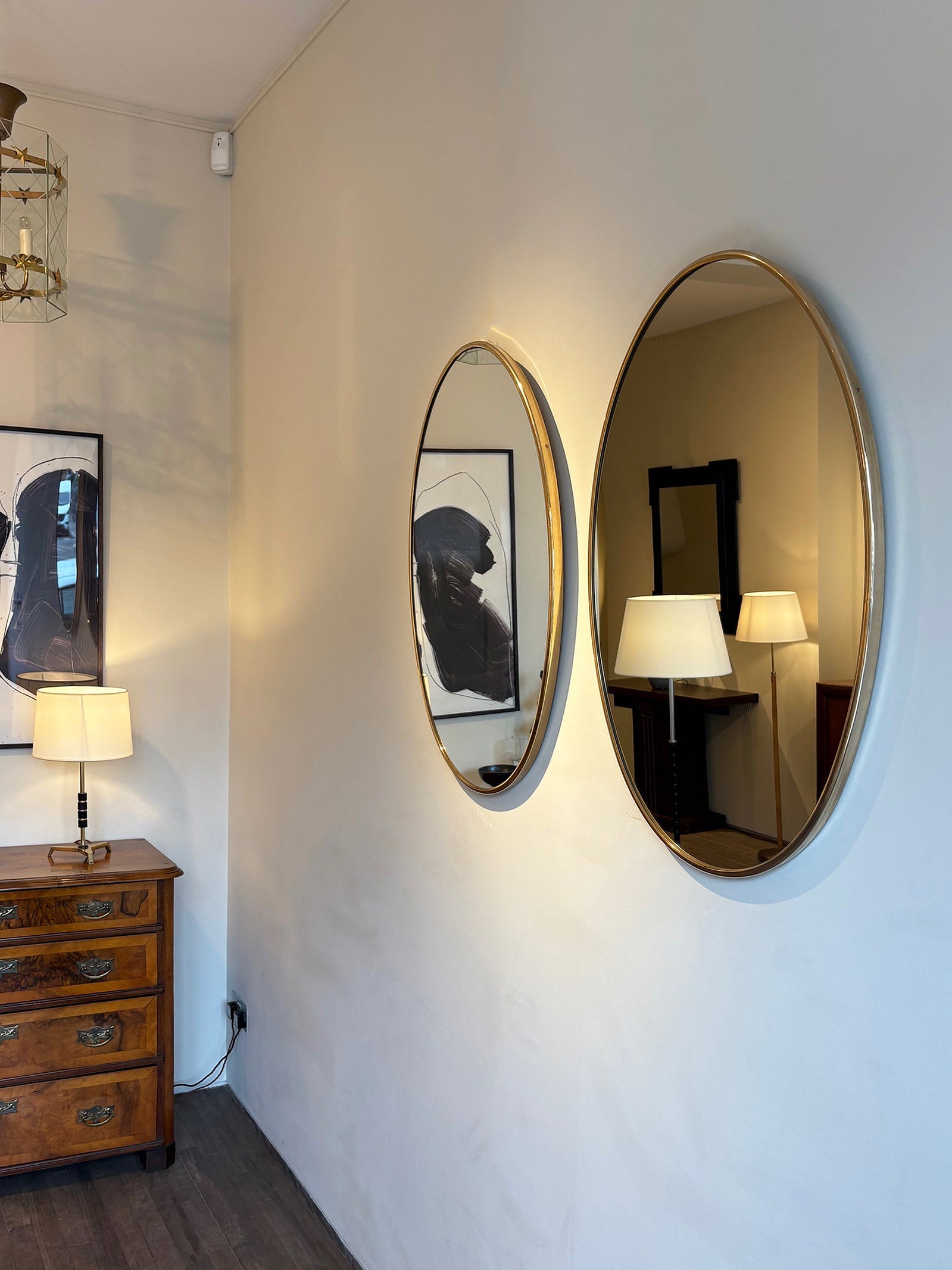 Pair of Brass Oval Mirrors