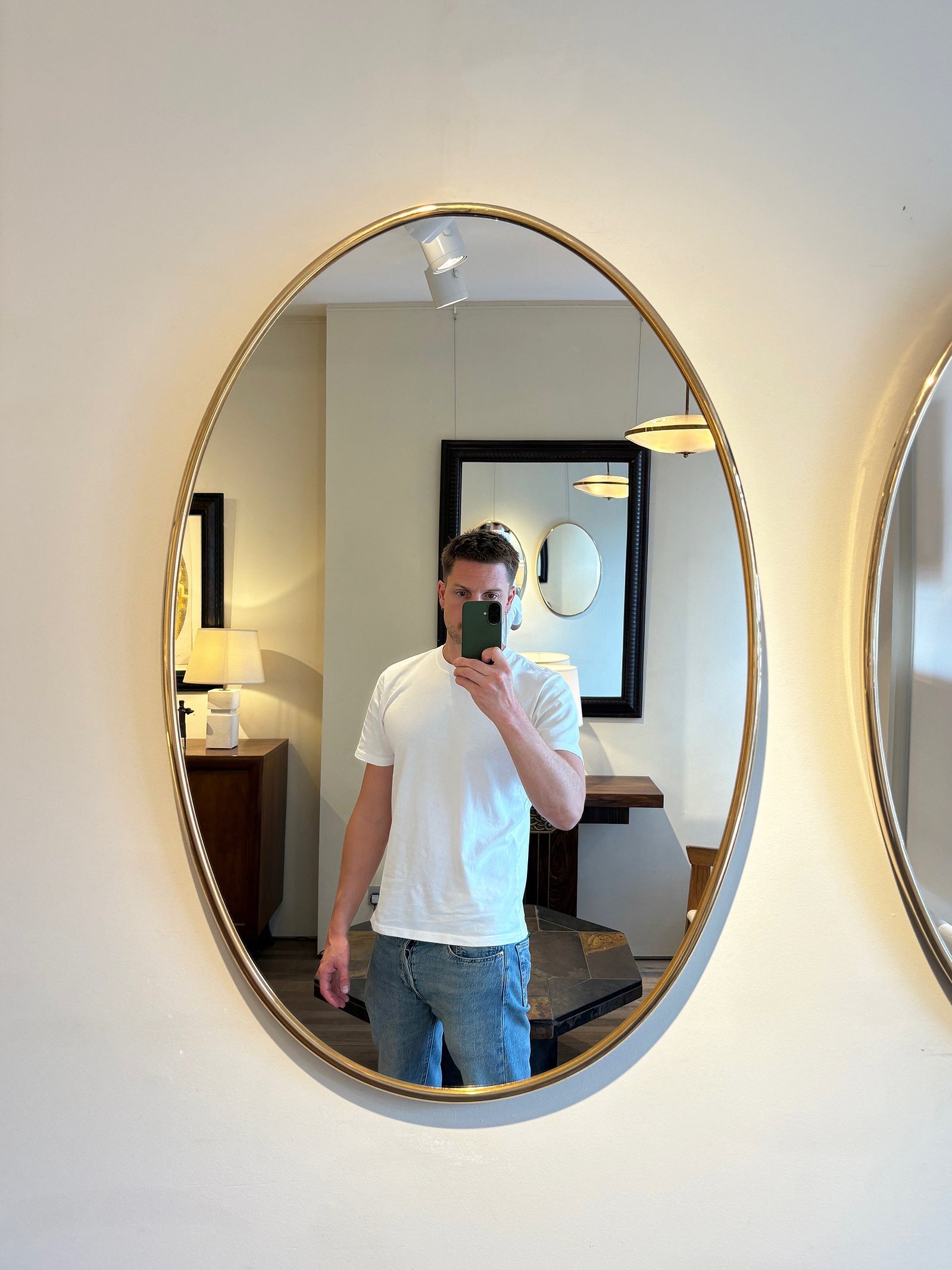 Pair of Brass Oval Mirrors