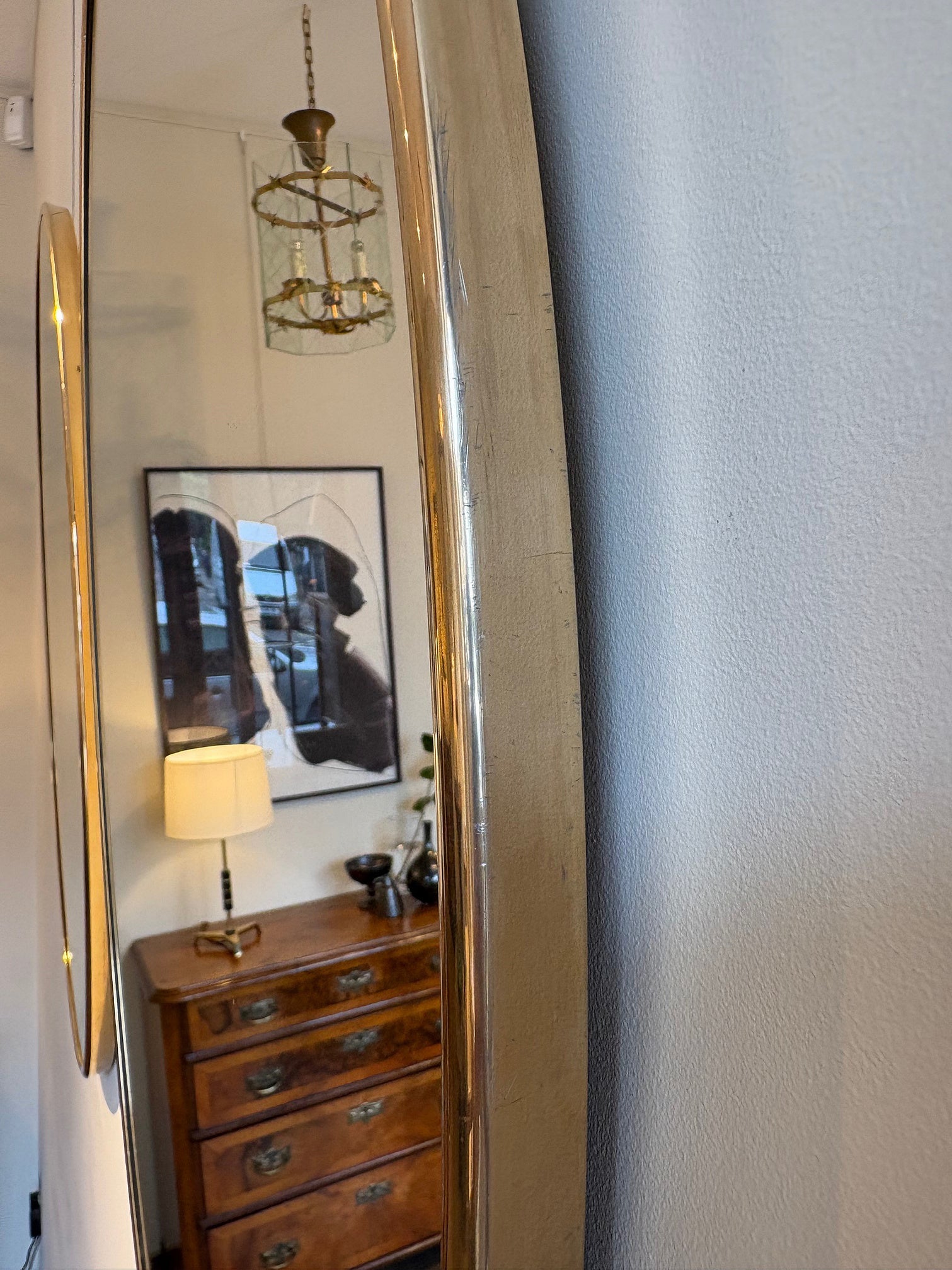 Pair of Brass Oval Mirrors