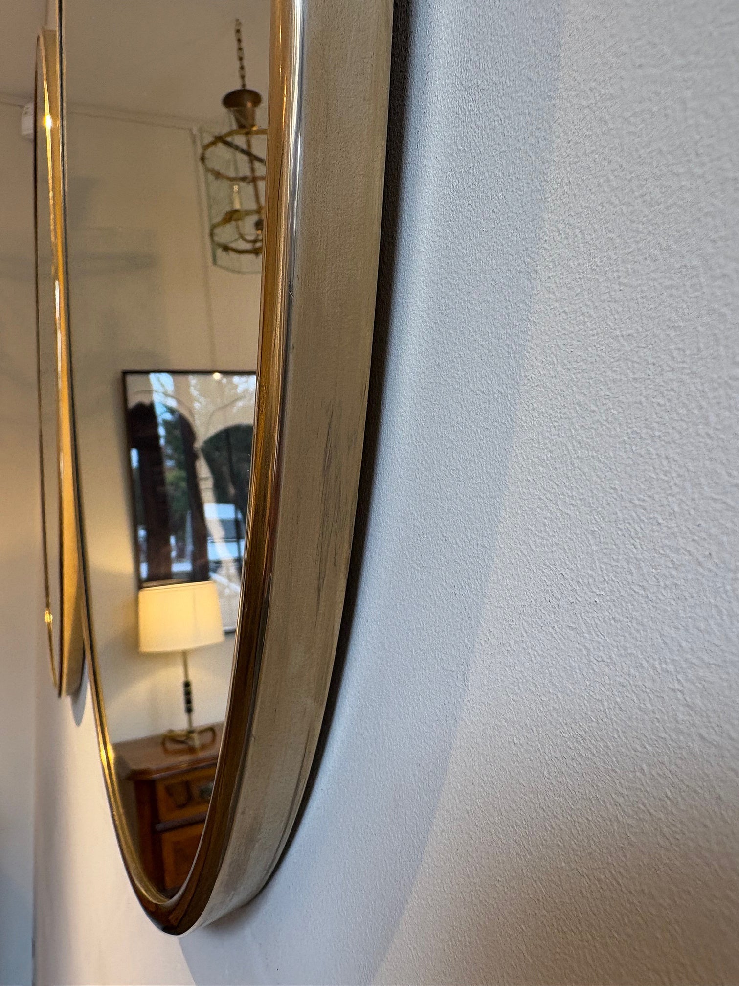 Pair of Brass Oval Mirrors
