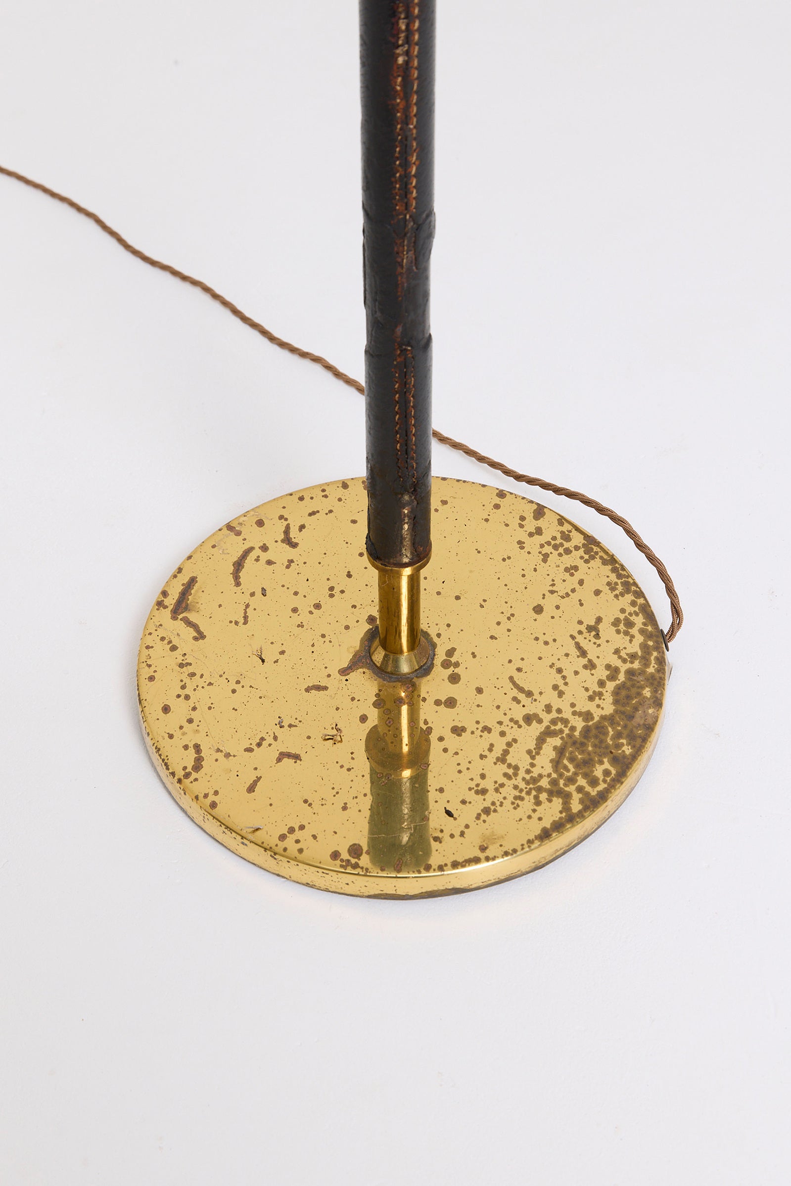 Brass and Leather Floor Lamp