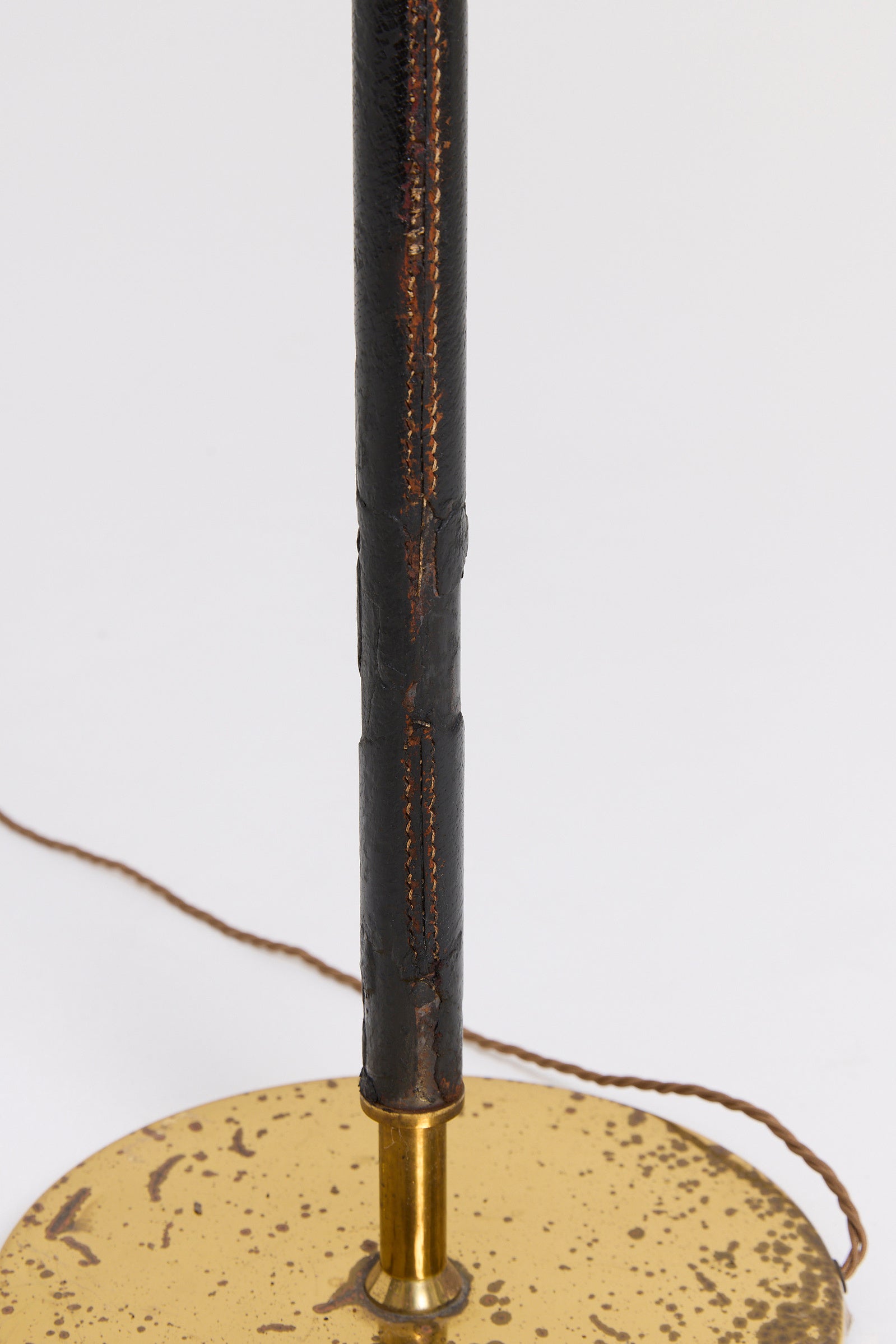 Brass and Leather Floor Lamp