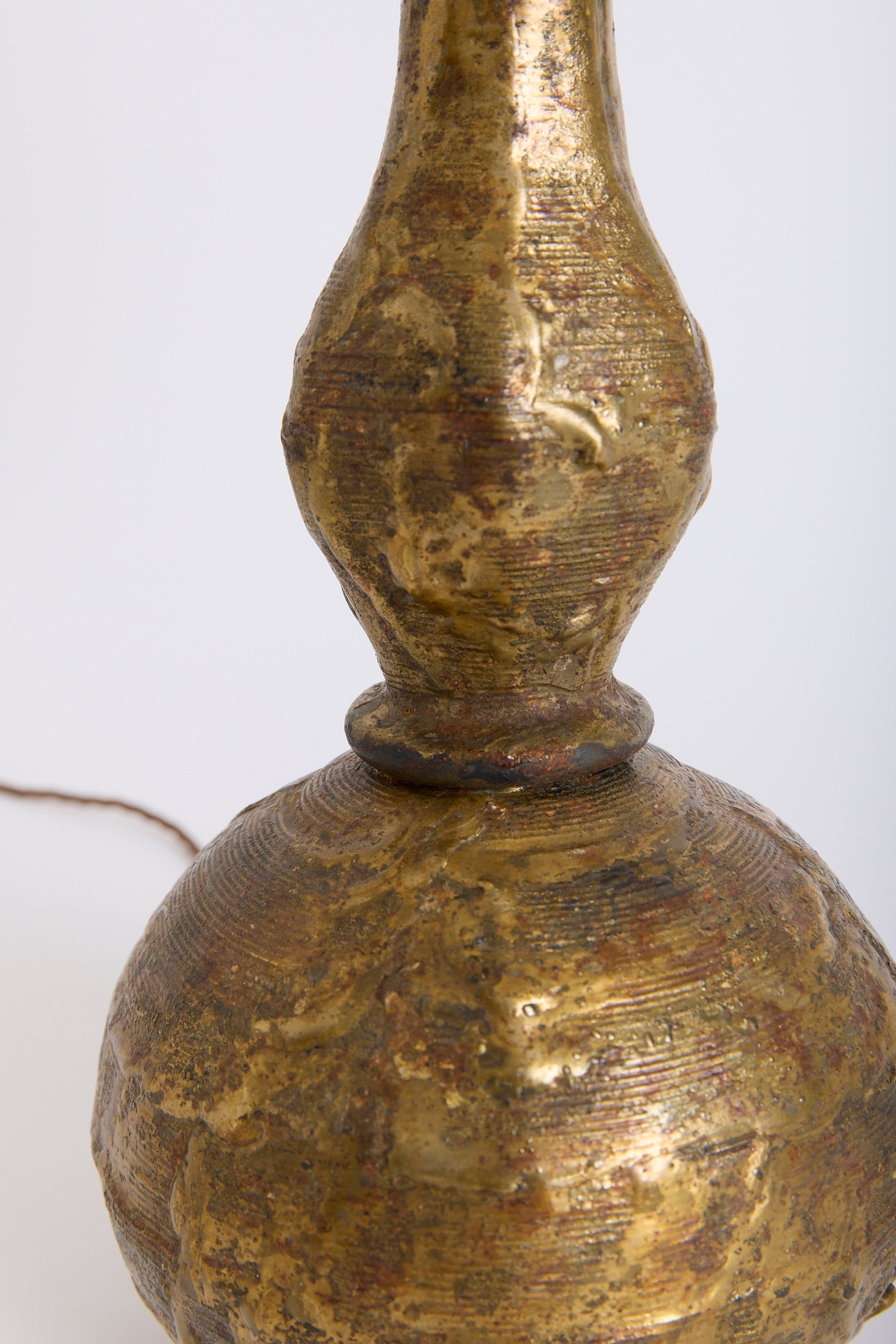 Pair of Brutalist Brass Table Lamps by Max Bré