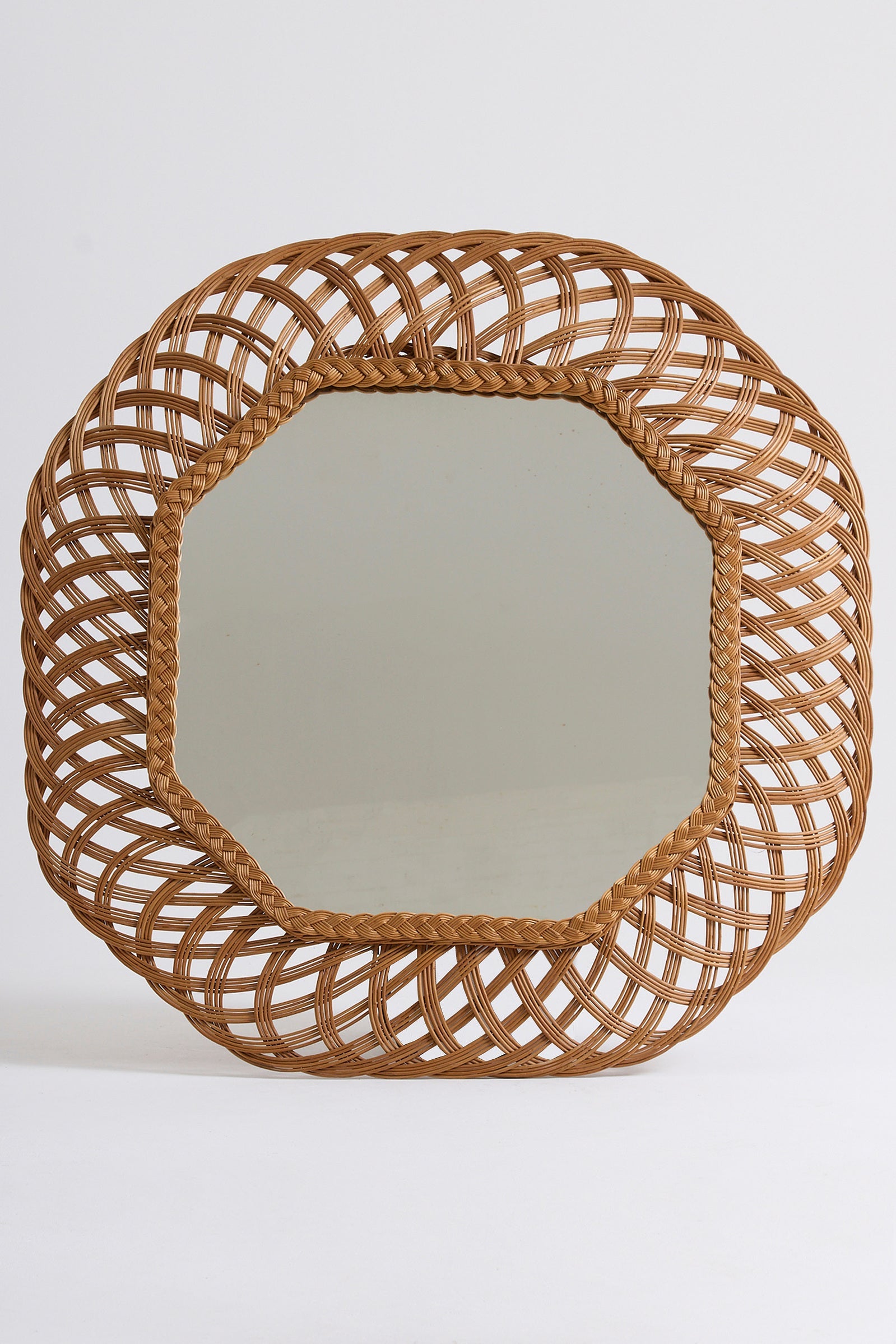 Large Octagonal Wicker Mirror