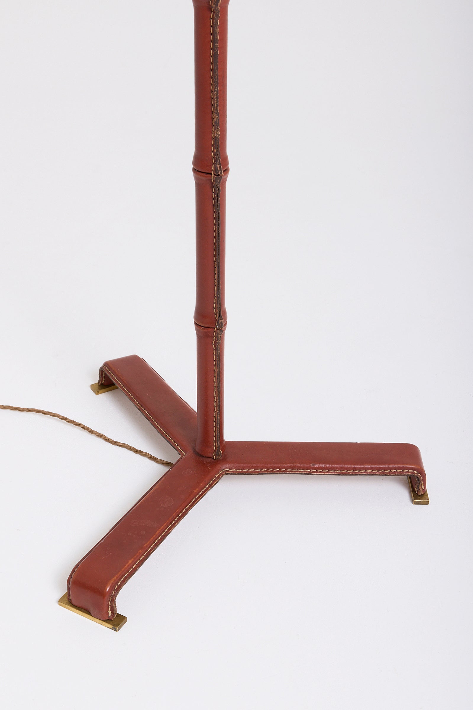 Leather Floor Lamp by Jacques Adnet
