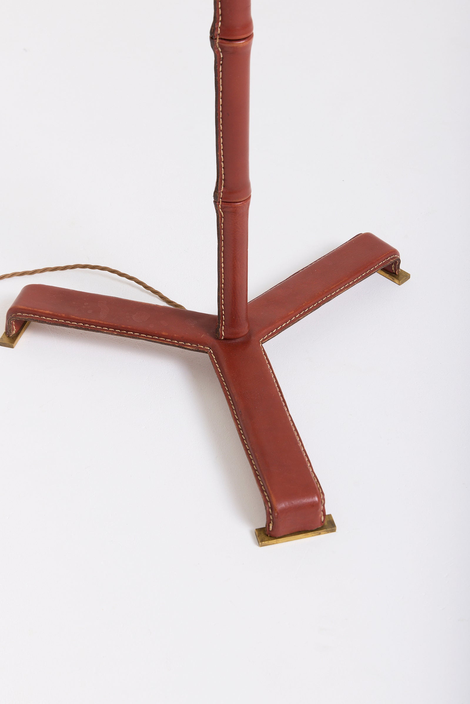 Leather Floor Lamp by Jacques Adnet