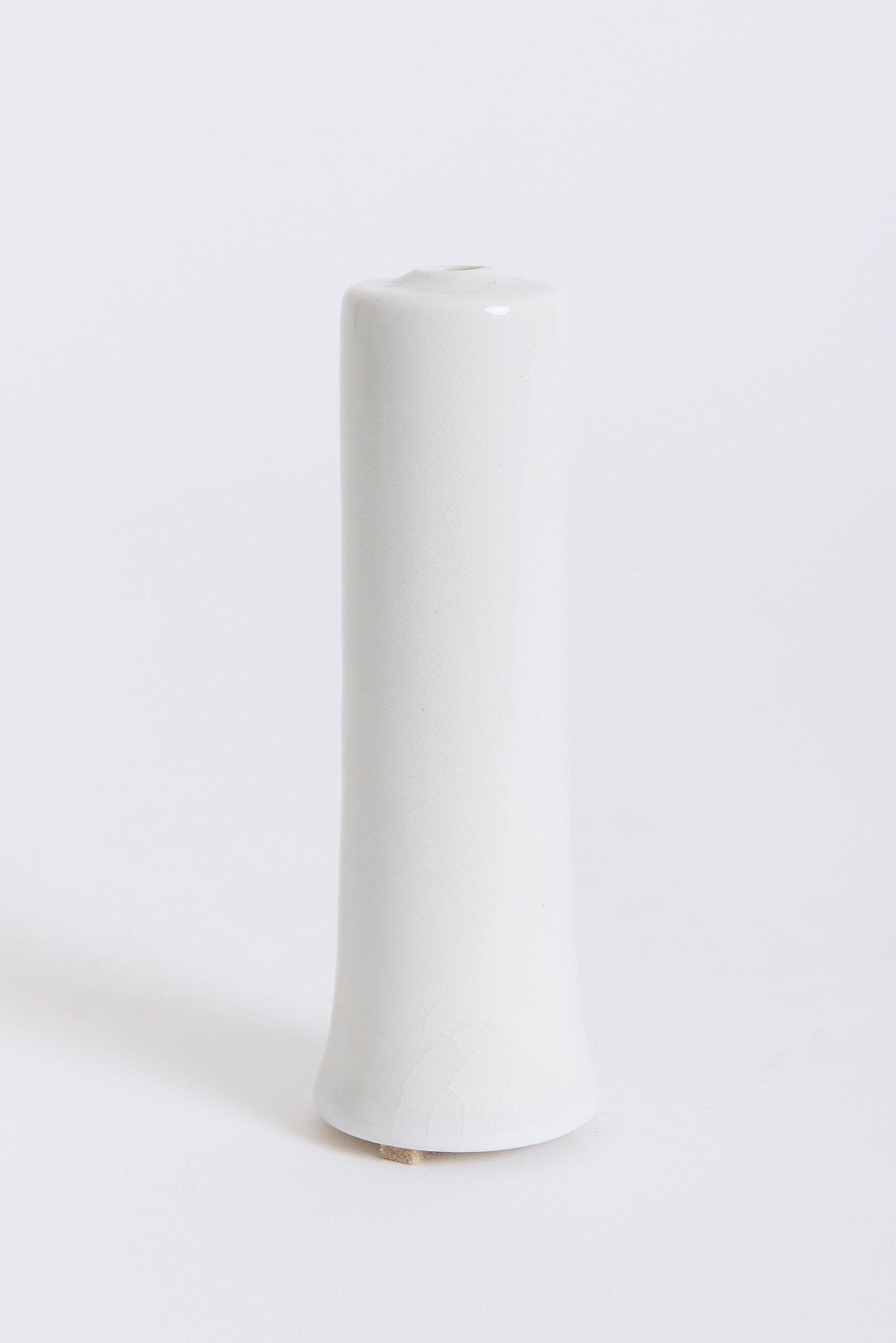 10176- White Ceramic Bud Vase by Pierre Devie (B. 1938)