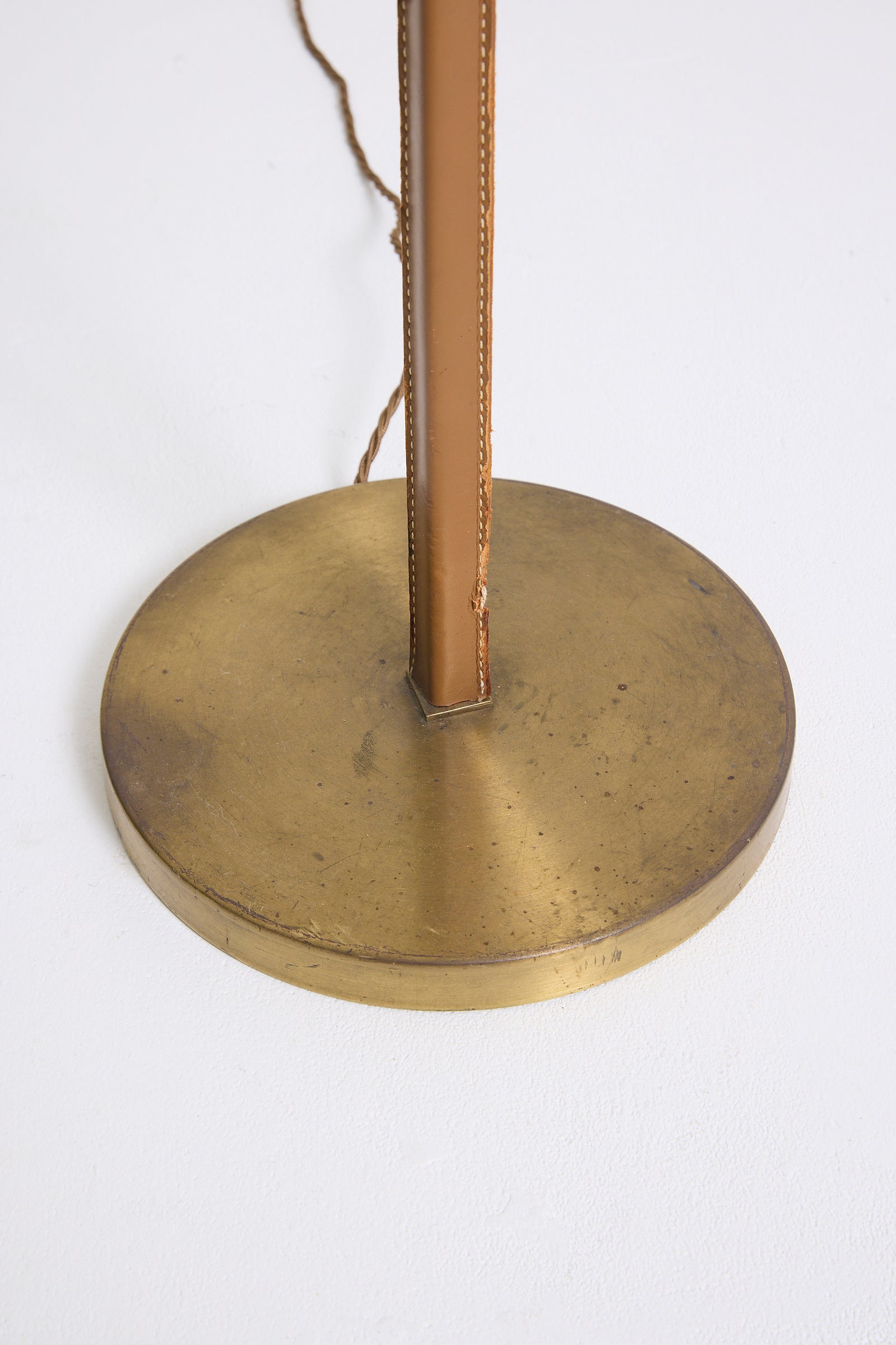 Brass and Faux Leather Floor Lamp