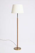 10195- Brass and Faux Leather Floor Lamp