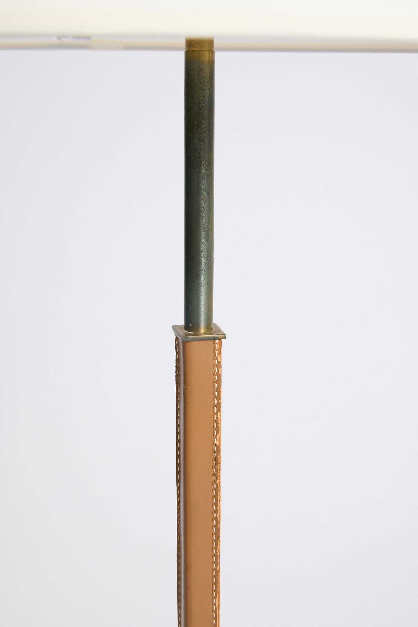 Brass and Faux Leather Floor Lamp