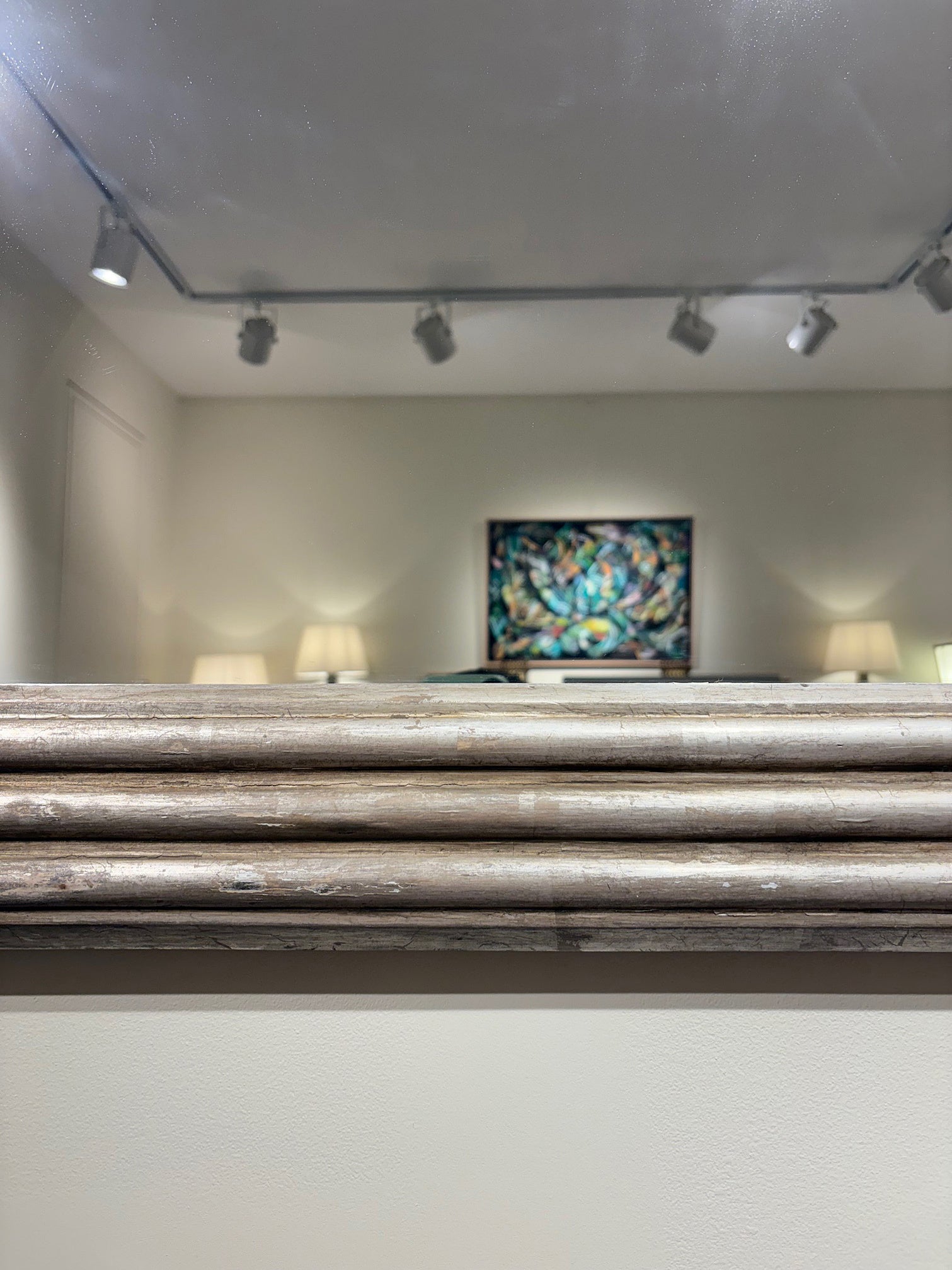 Large Silvered Wood Mirror