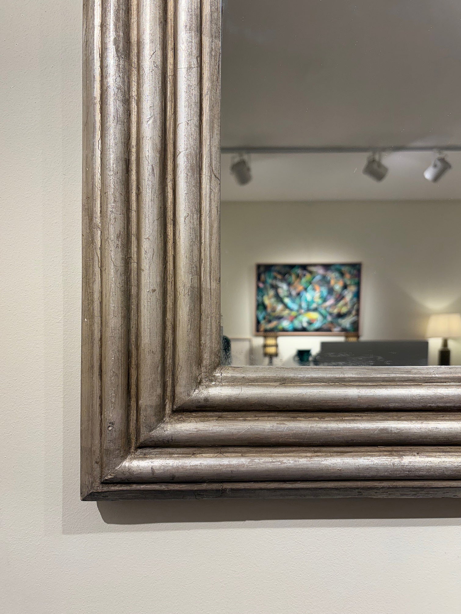 Large Silvered Wood Mirror