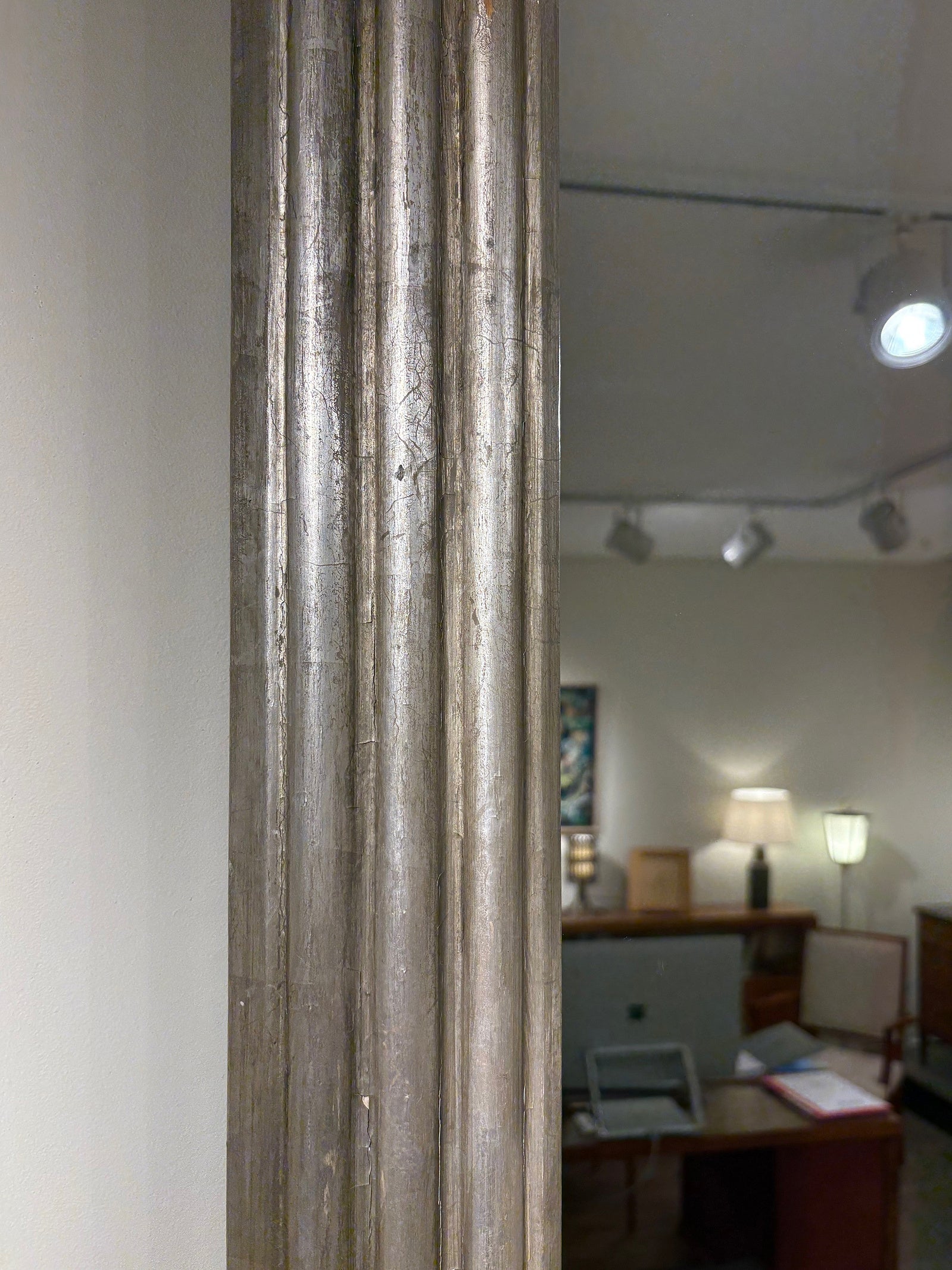Large Silvered Wood Mirror