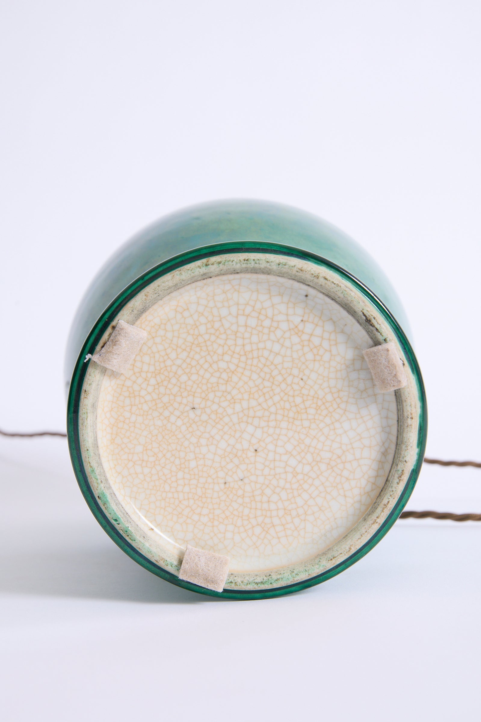 Pair Of Apple Green Ceramic Table Lamps