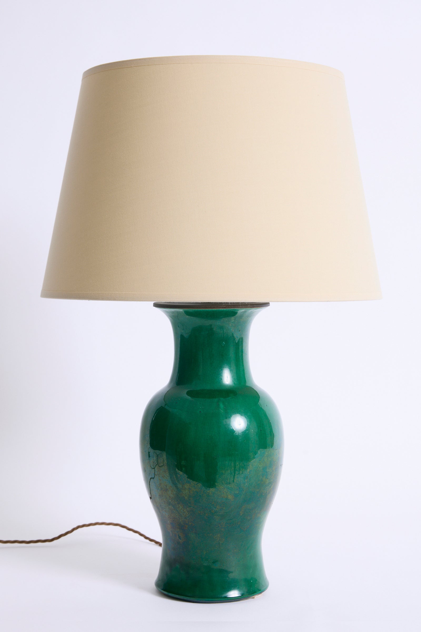 Pair Of Apple Green Ceramic Table Lamps