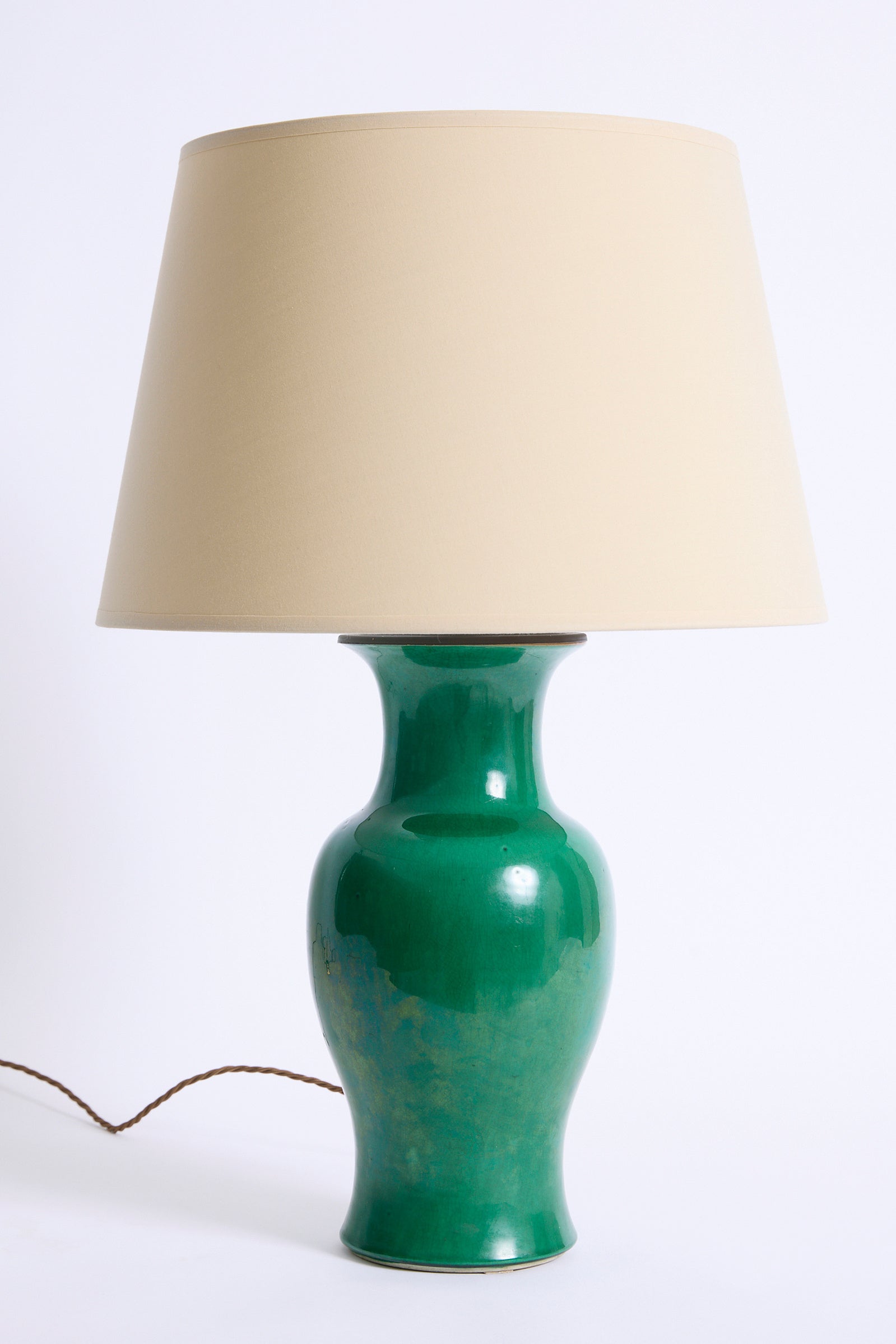 Pair Of Apple Green Ceramic Table Lamps
