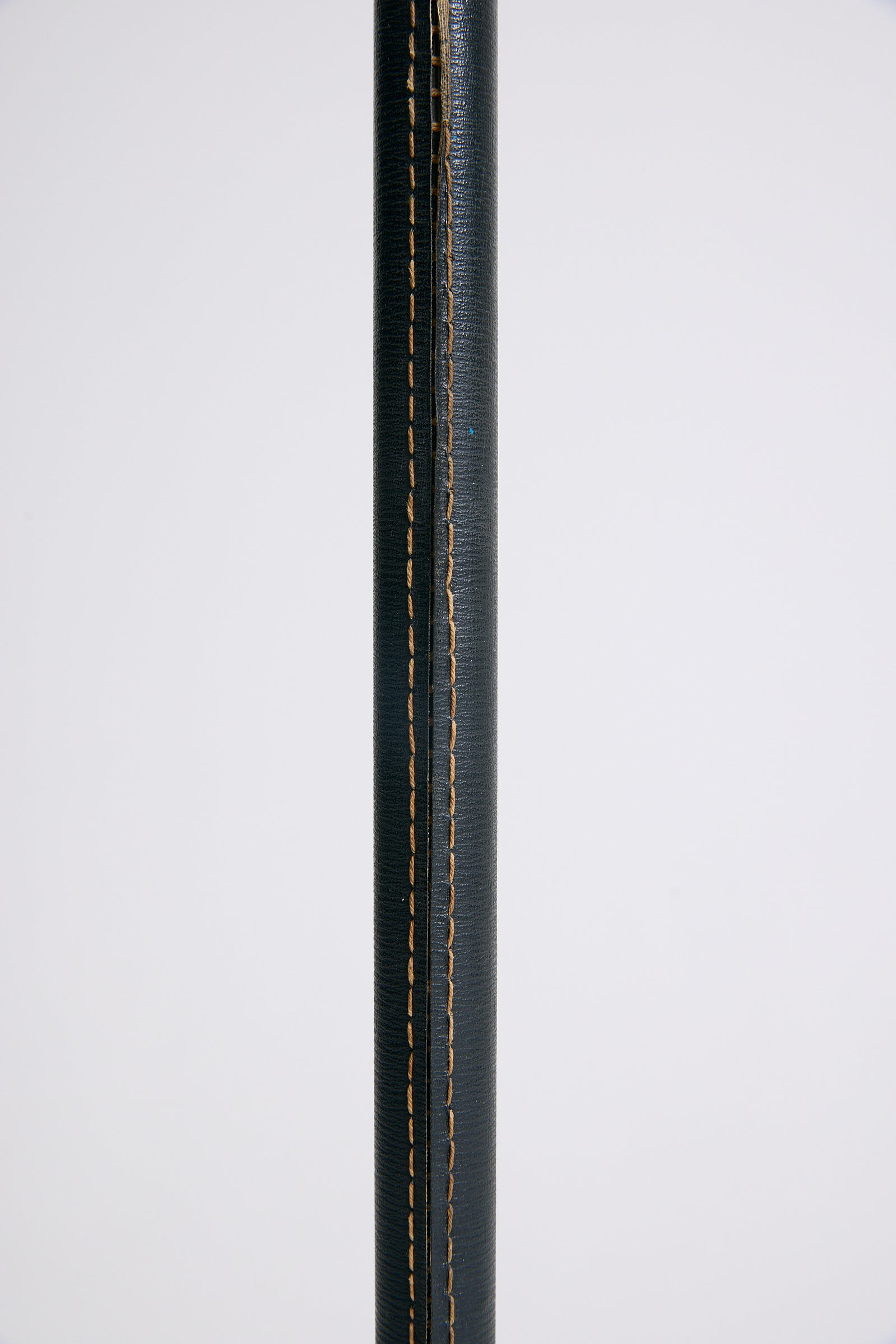 Brass and Black Leather Floor Lamp