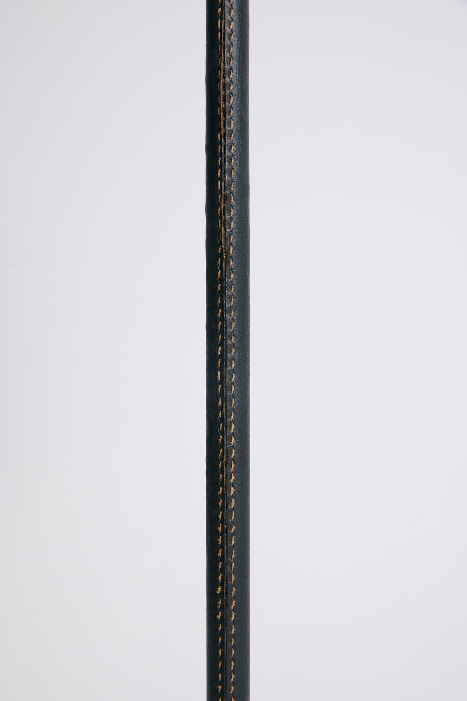 Brass and Black Leather Floor Lamp