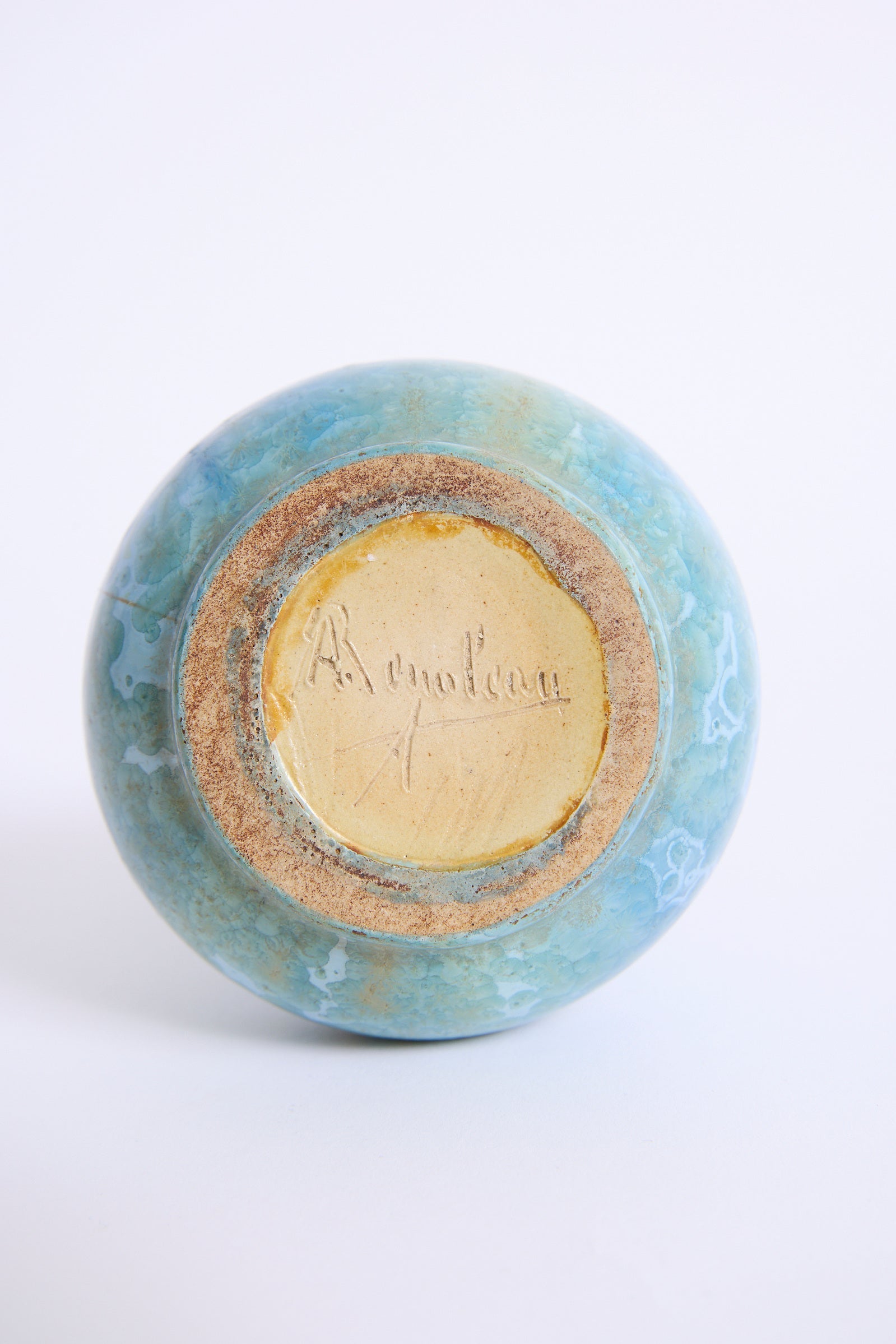 Blue Ceramic Vase by Alfred Renoleau