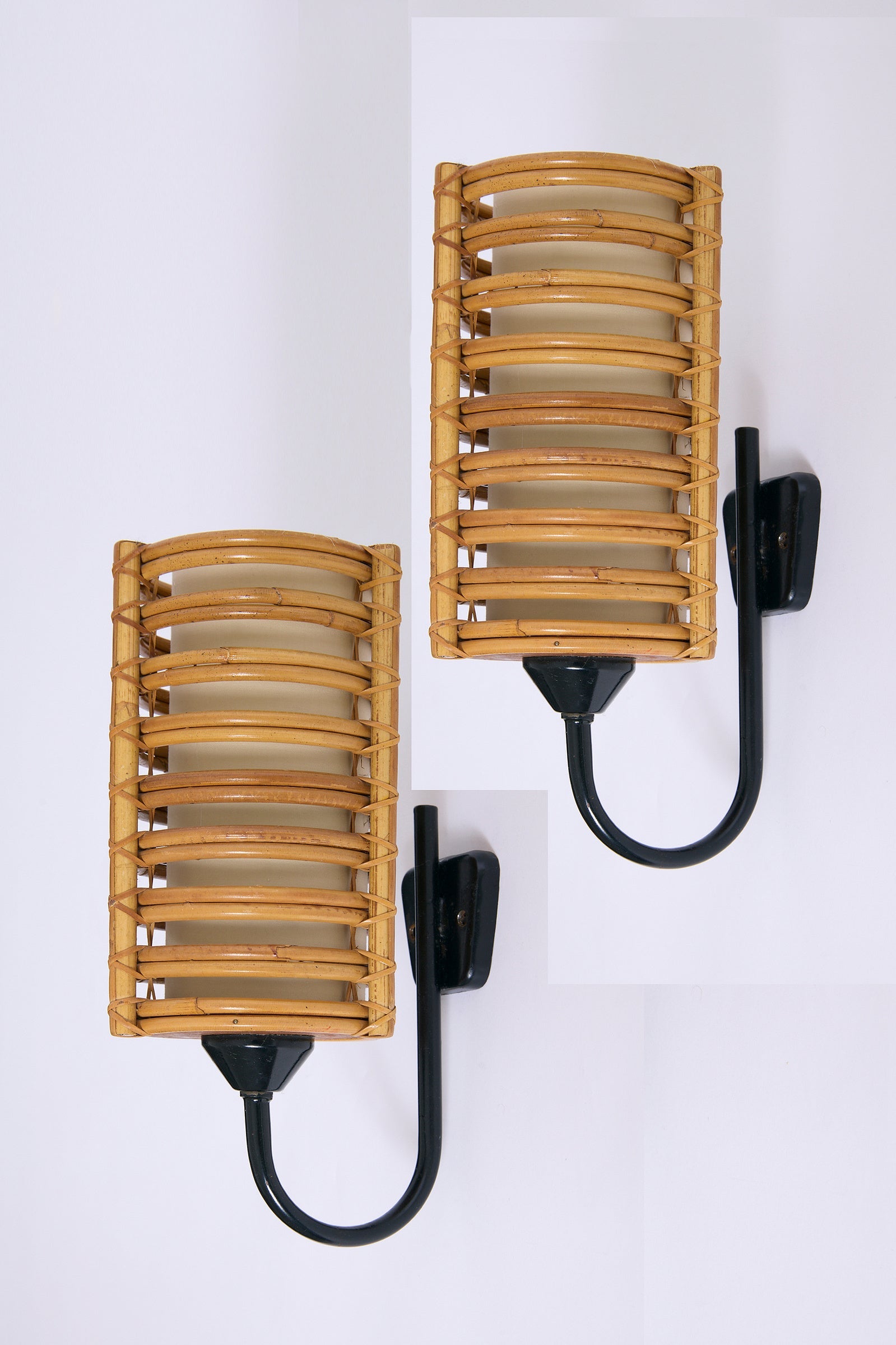 10323- Pair of Rattan Wall Lights
