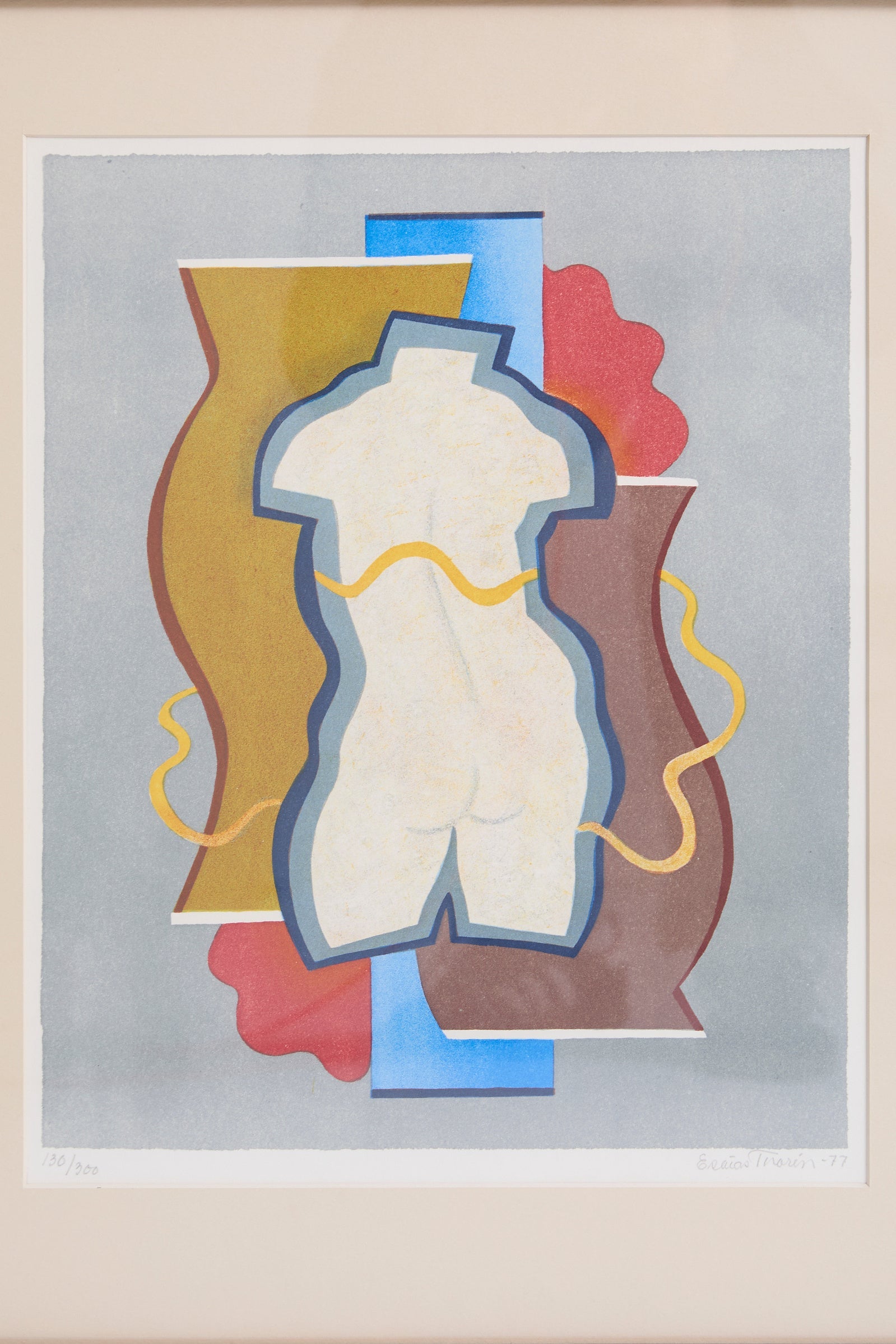 Cubist Lithograph by Esaias Thorén, 1977