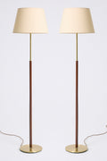 10384- Faux Leather and Brass Floor Lamp