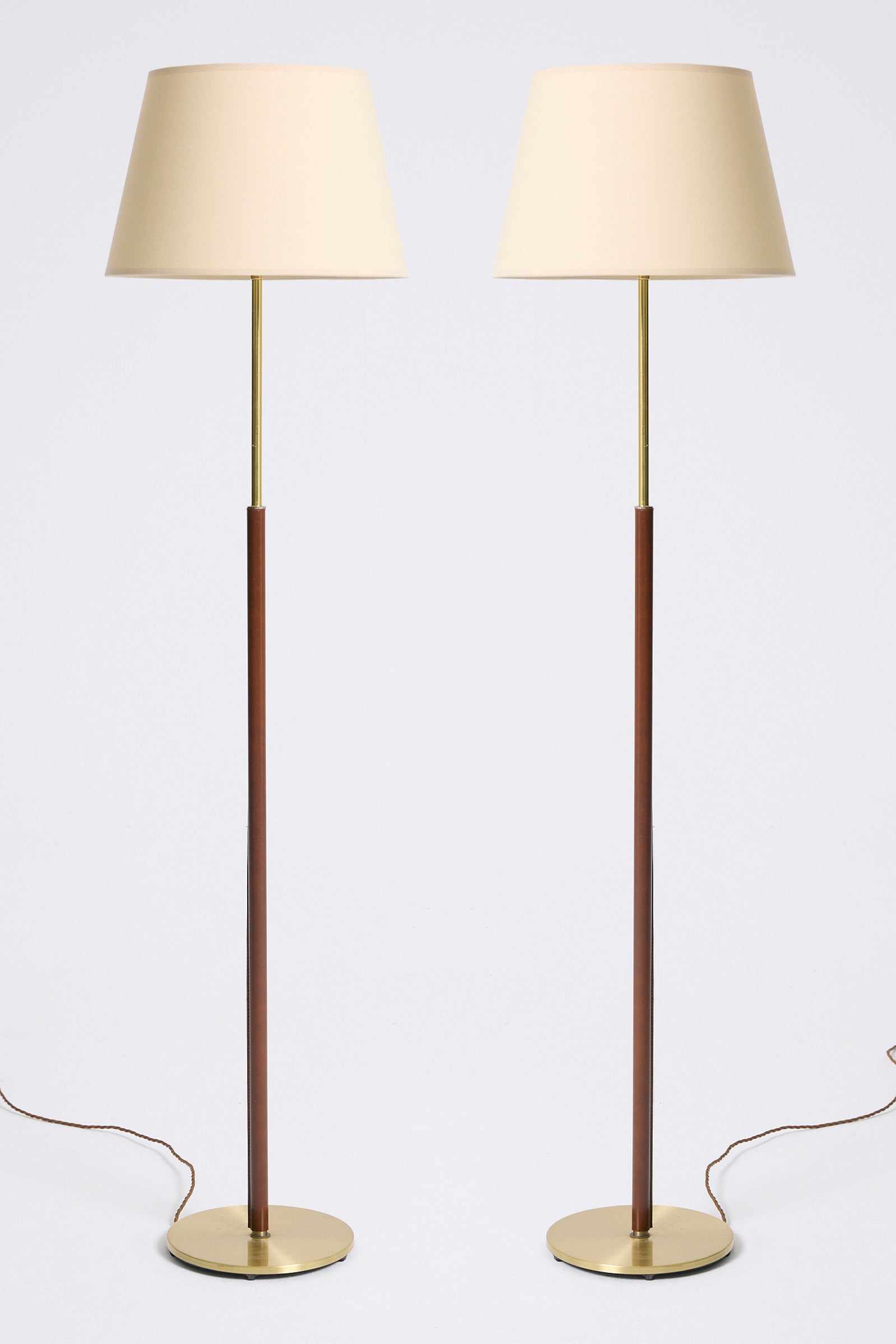 10384- Faux Leather and Brass Floor Lamp