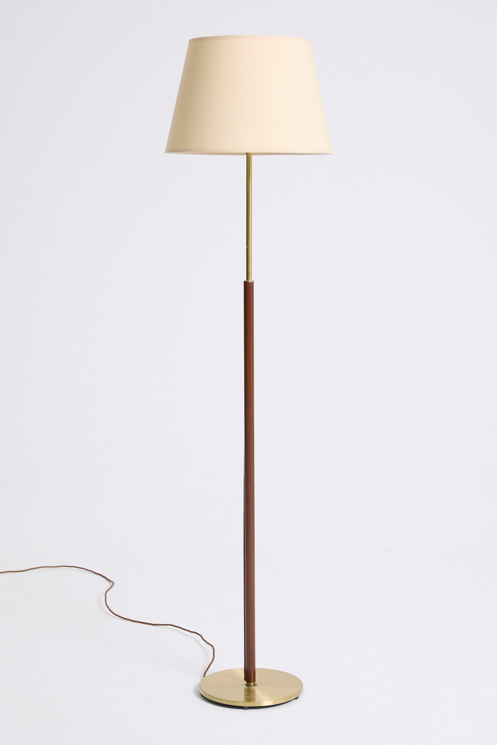 Faux Leather and Brass Floor Lamp
