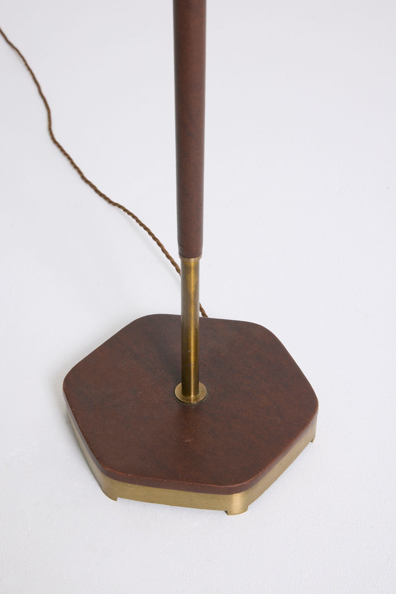 Faux Leather and Brass Floor Lamp