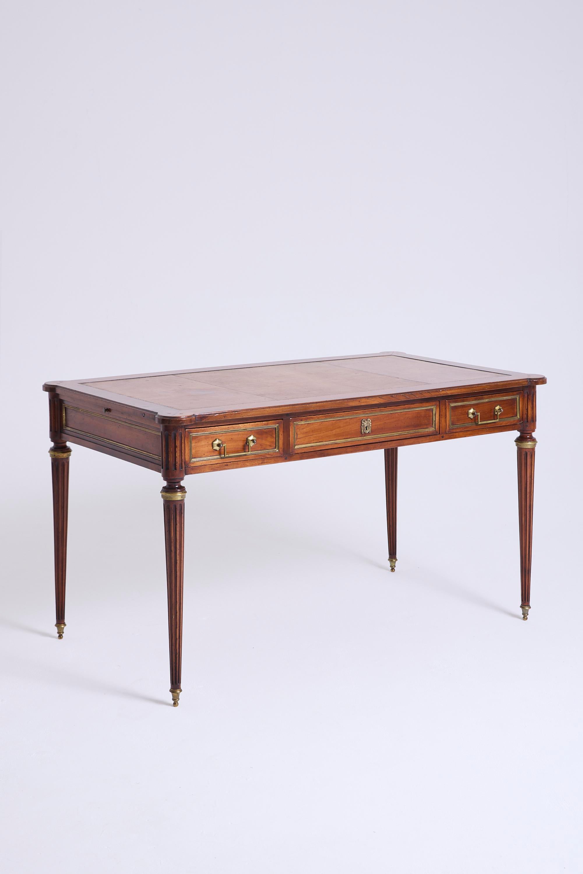 Louis XVI Style Mahogany and Brass Desk