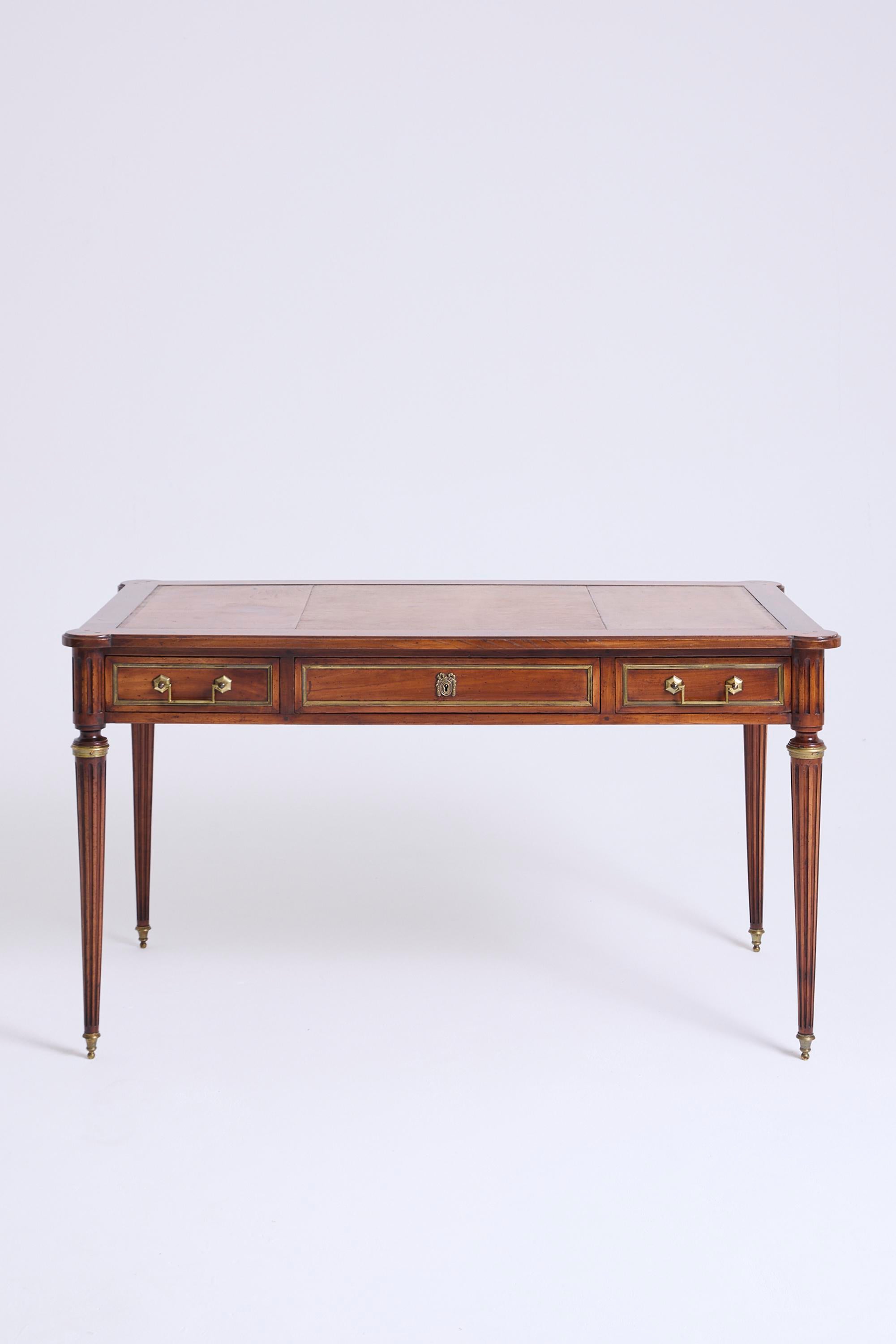 Louis XVI Style Mahogany and Brass Desk