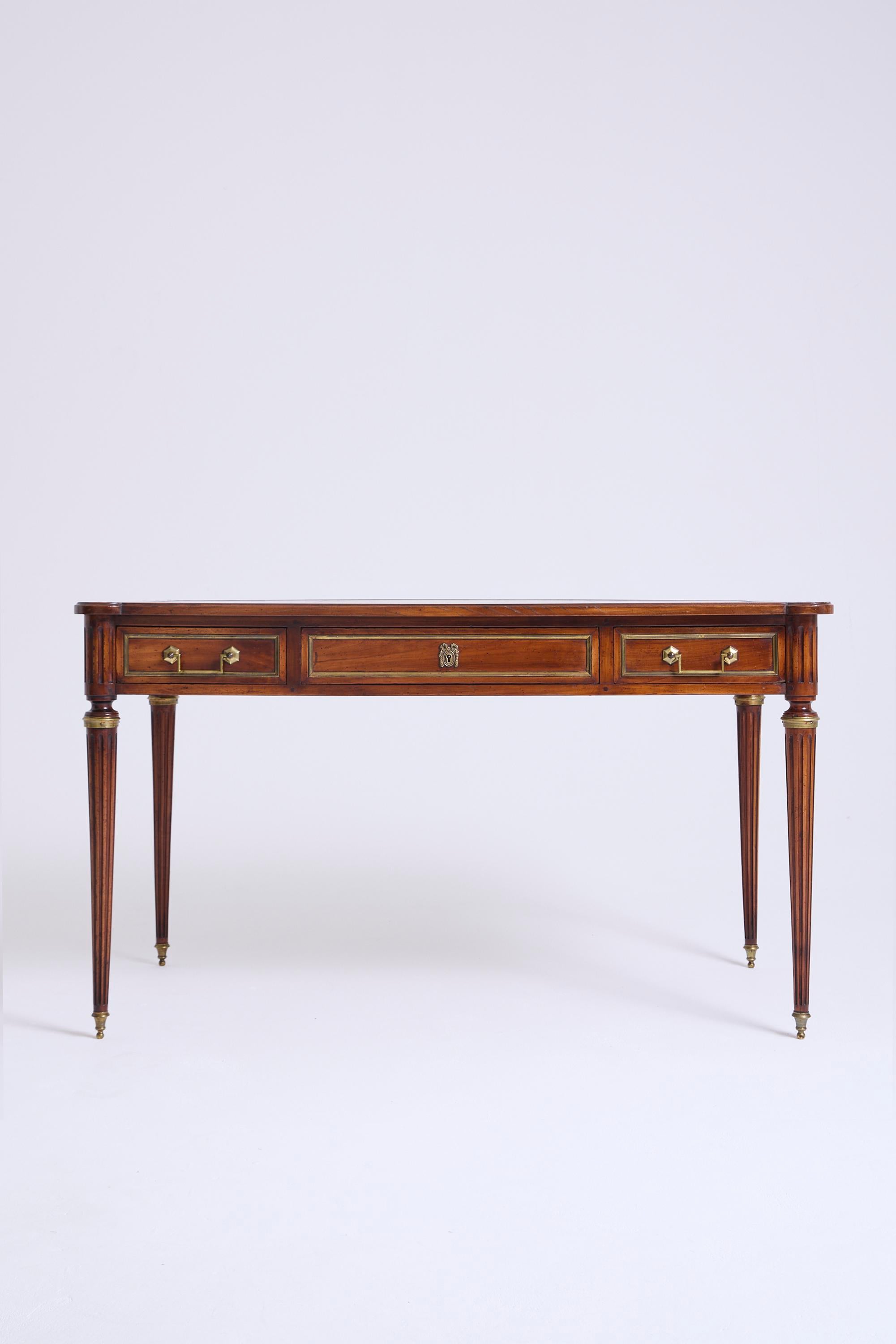 Louis XVI Style Mahogany and Brass Desk