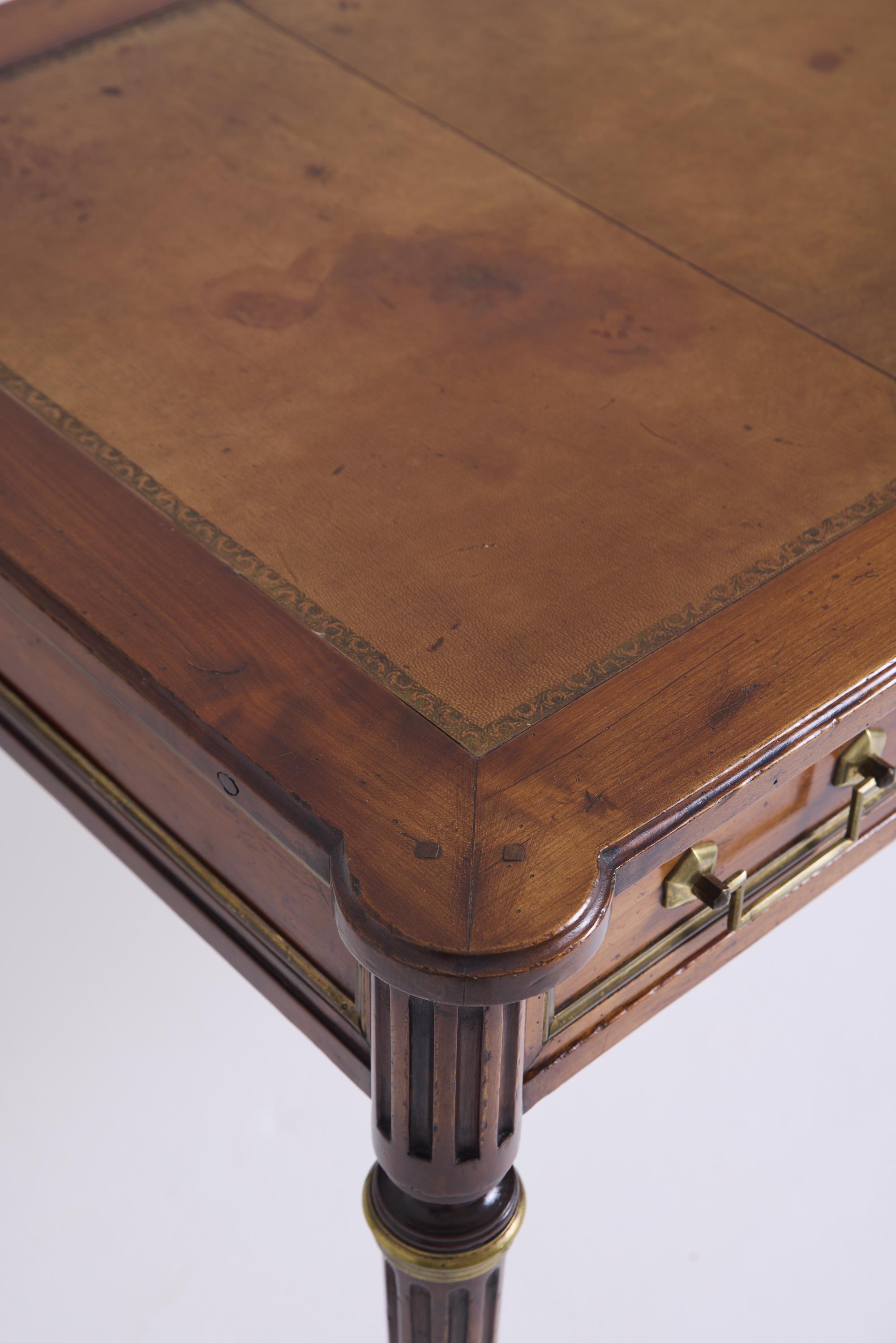 Louis XVI Style Mahogany and Brass Desk