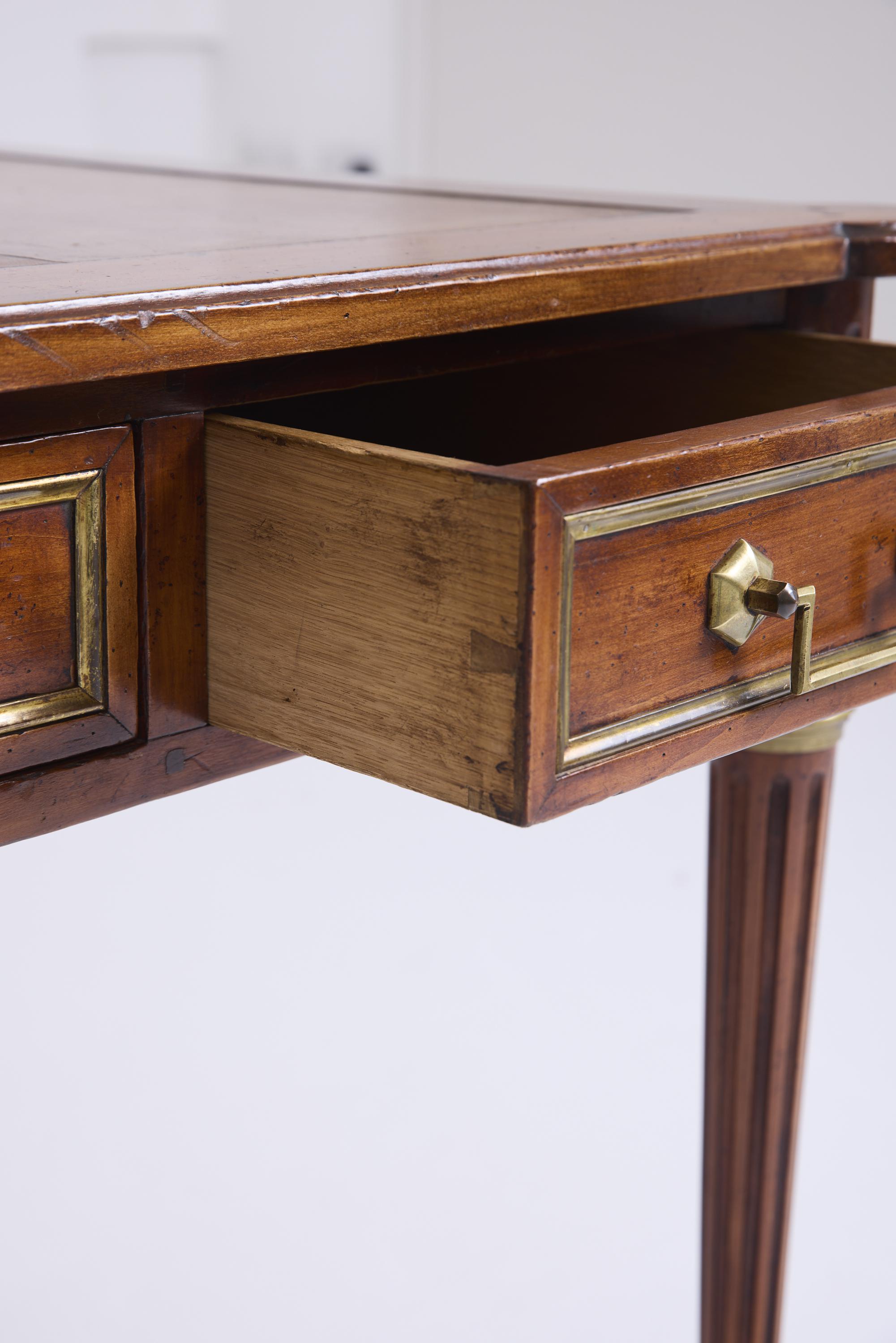 Louis XVI Style Mahogany and Brass Desk