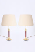 10404- Pair of Brass and Rattan Table Lamps