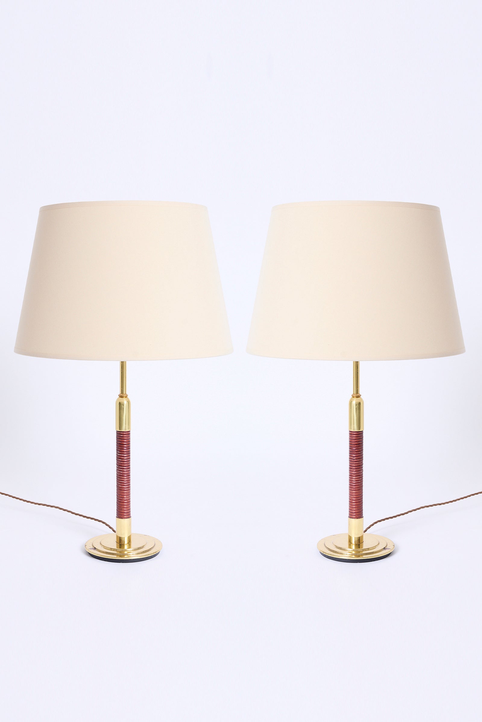 10404- Pair of Brass and Rattan Table Lamps