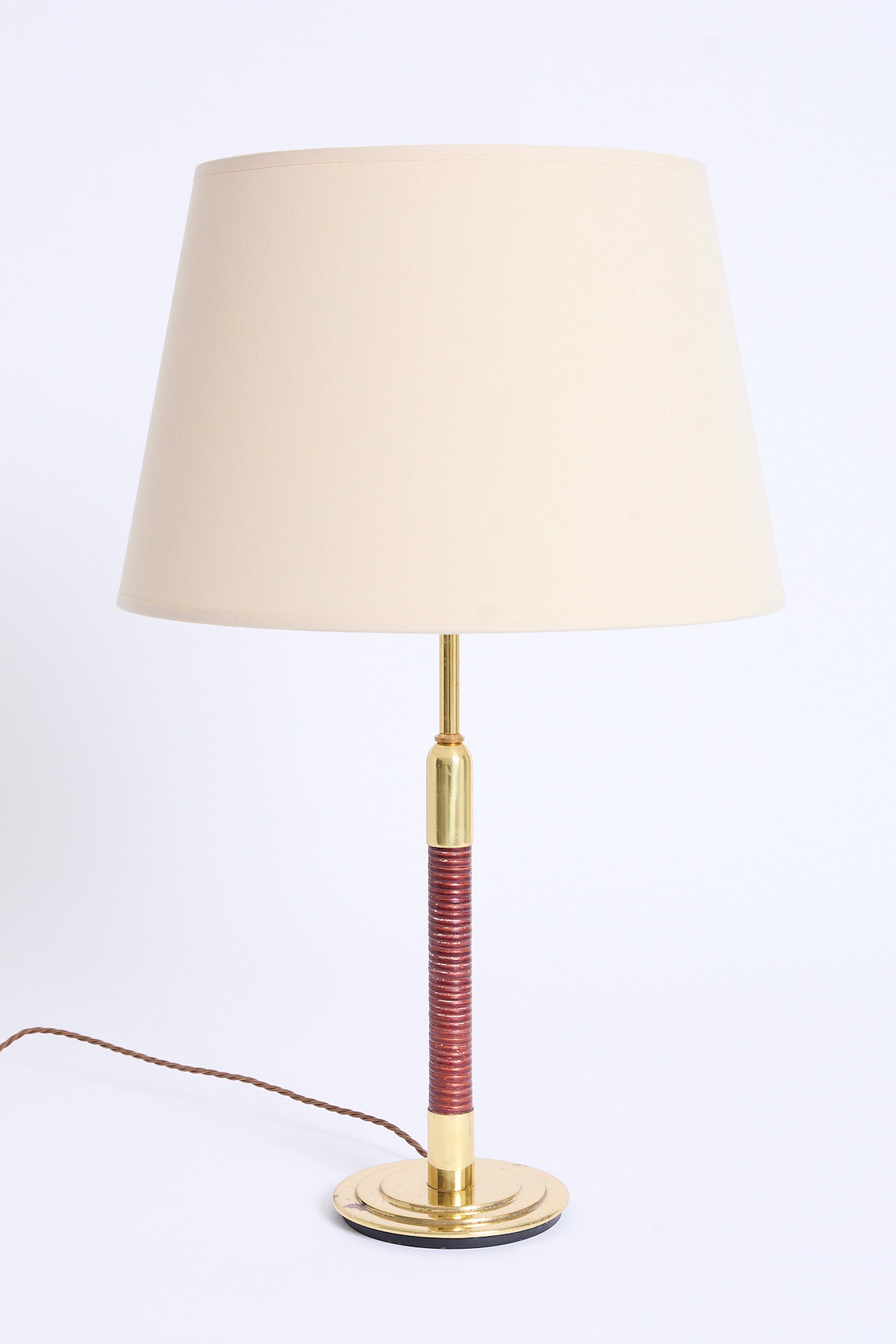Pair of Brass and Rattan Table Lamps