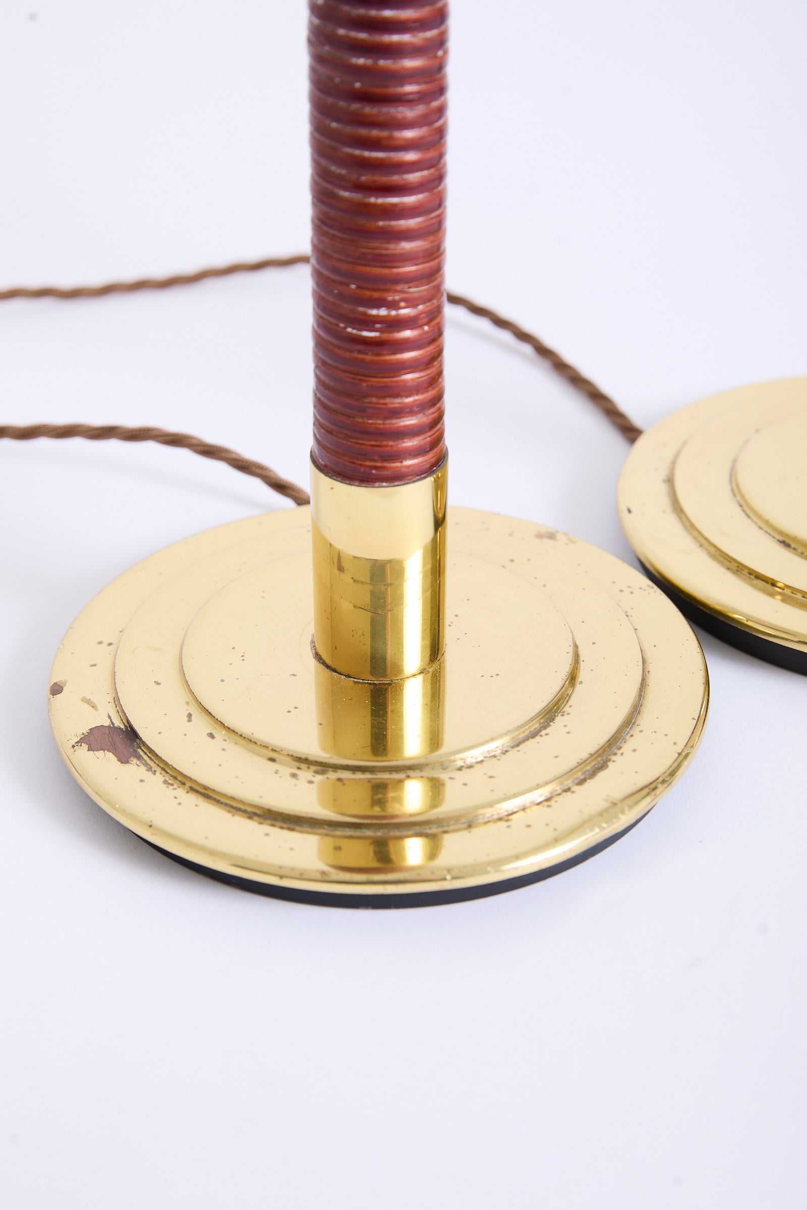 Pair of Brass and Rattan Table Lamps