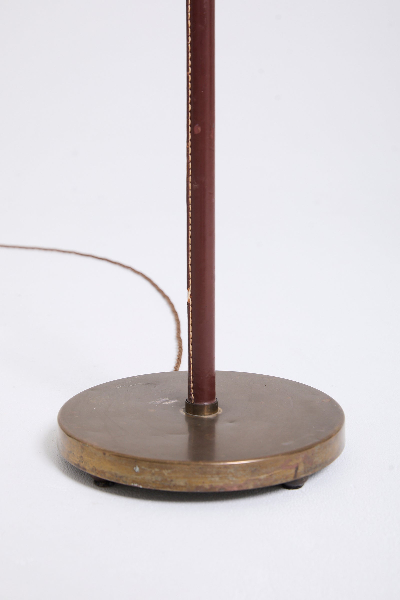 Brass and Brown Leather Floor lamp