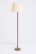 10411- Brass and Brown Leather Floor lamp