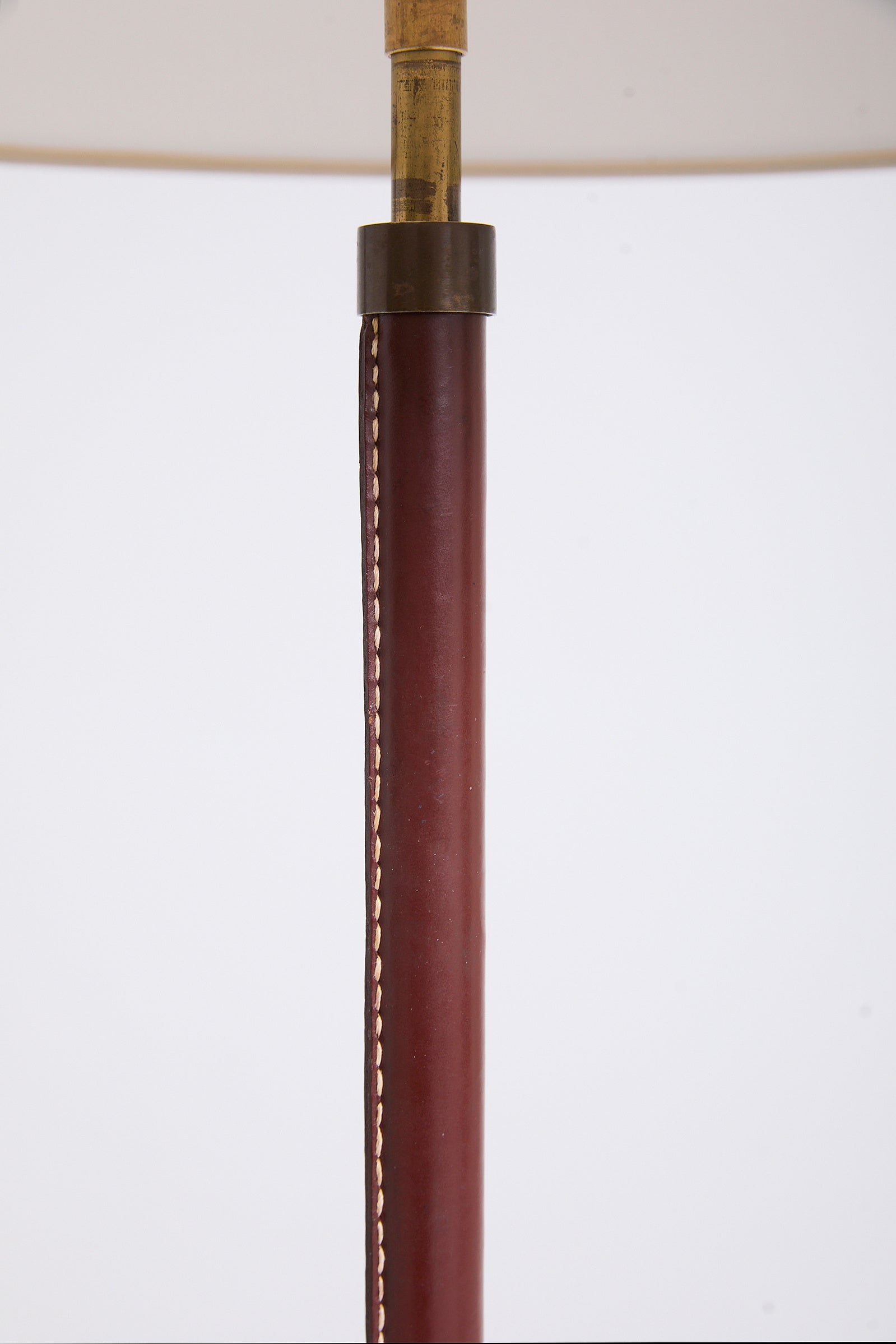 Brass and Brown Leather Floor lamp