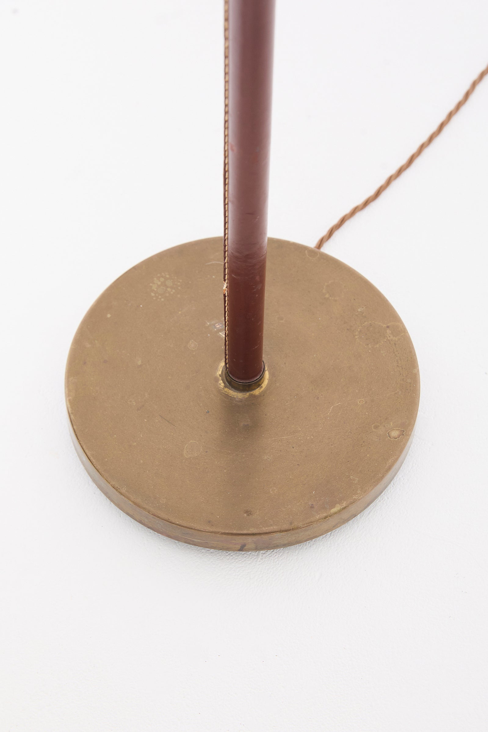 Brass and Brown Leather Floor lamp