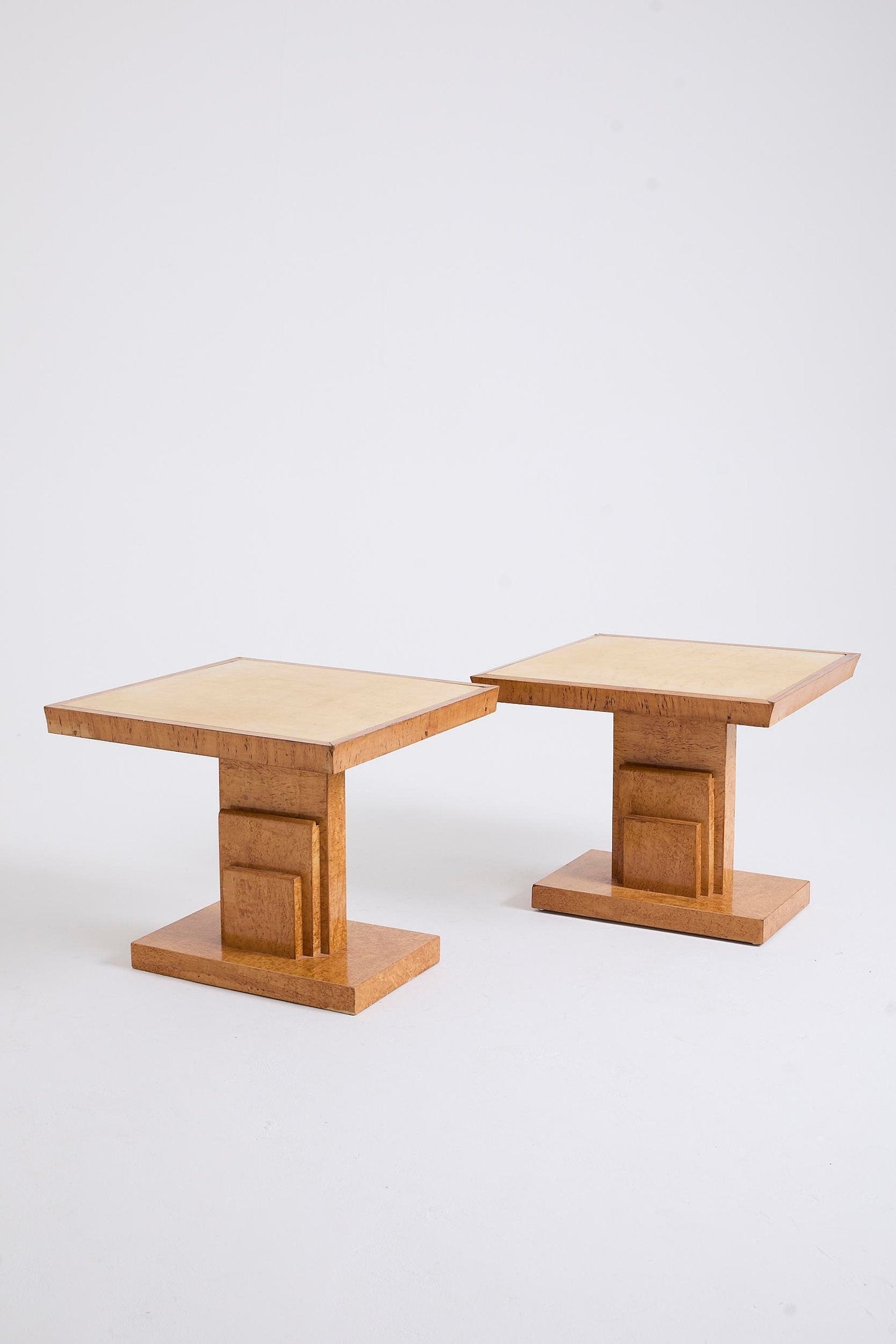 10486- Pair of Velum and Birch Side Tables