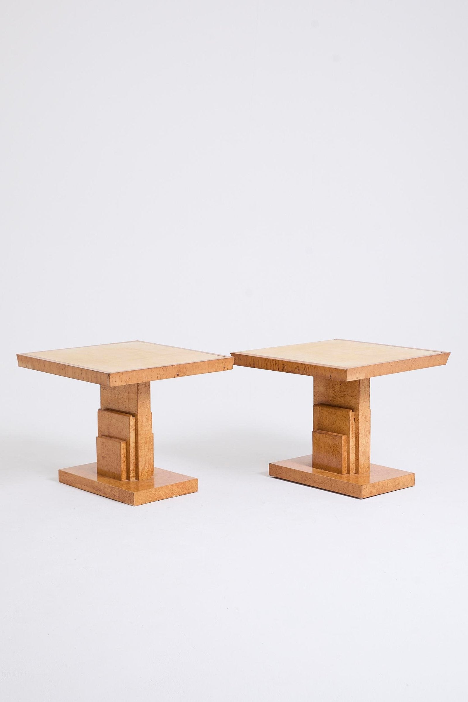 Pair of Velum and Birch Side Tables