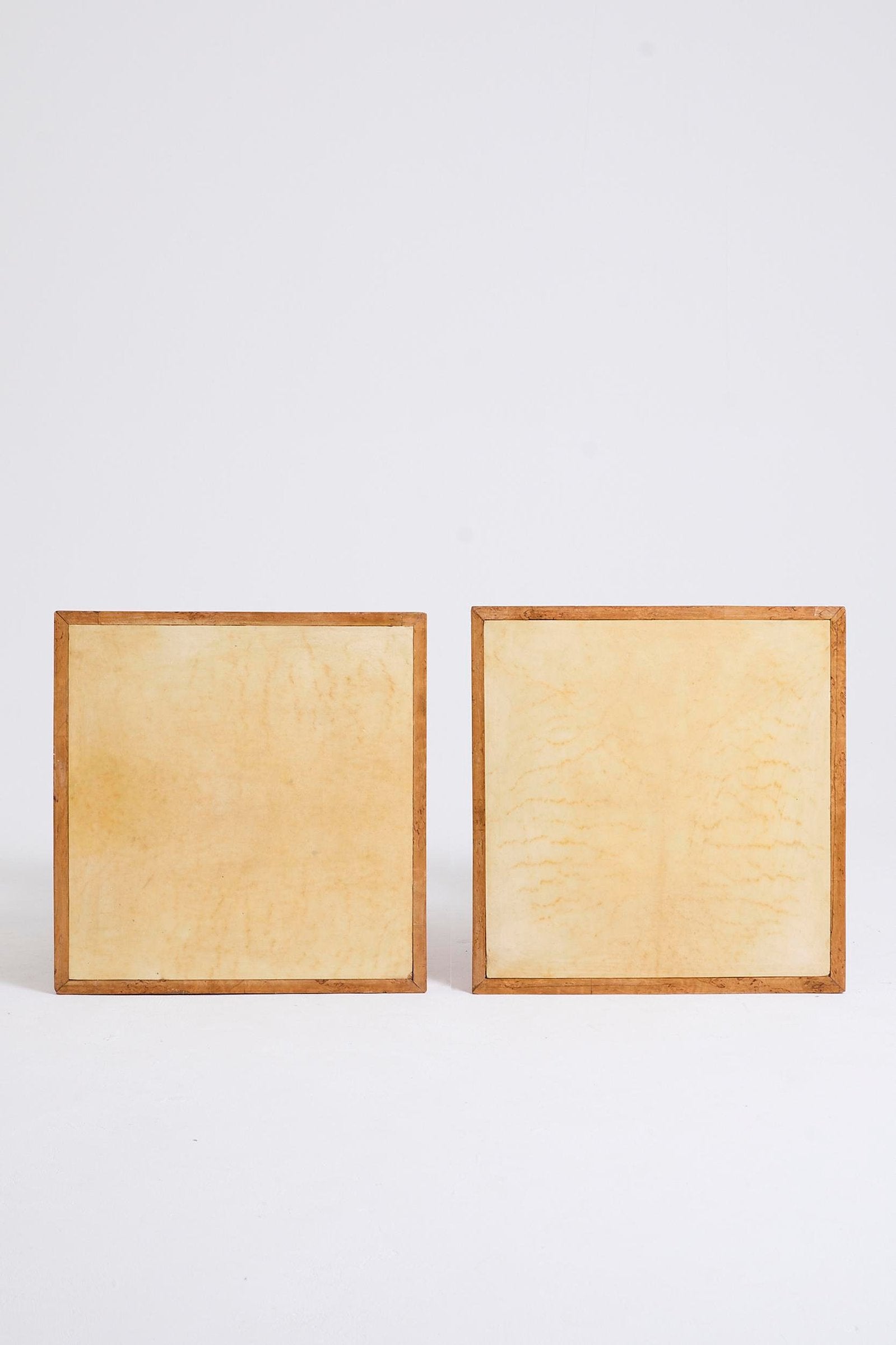 Pair of Velum and Birch Side Tables