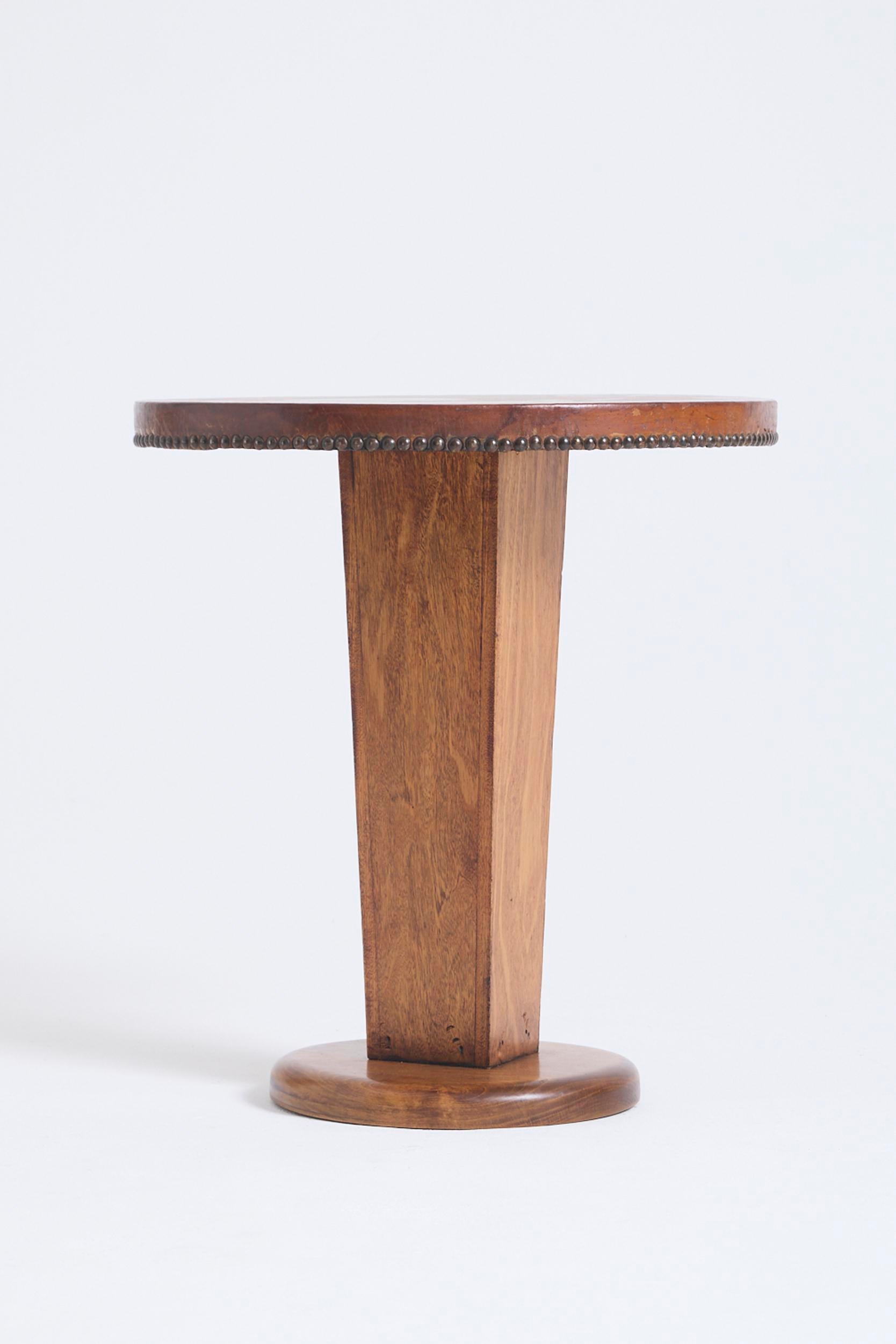 Leather Top Side Table
