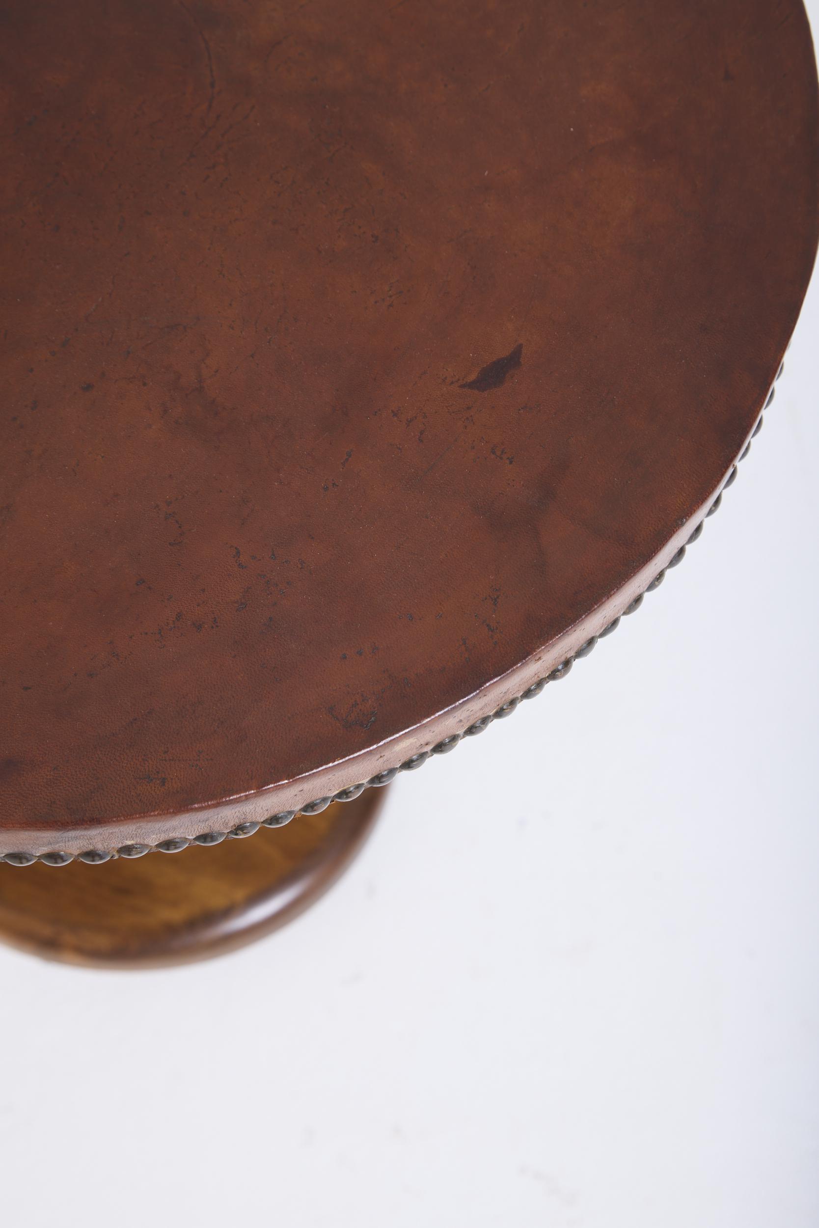 Leather Top Side Table
