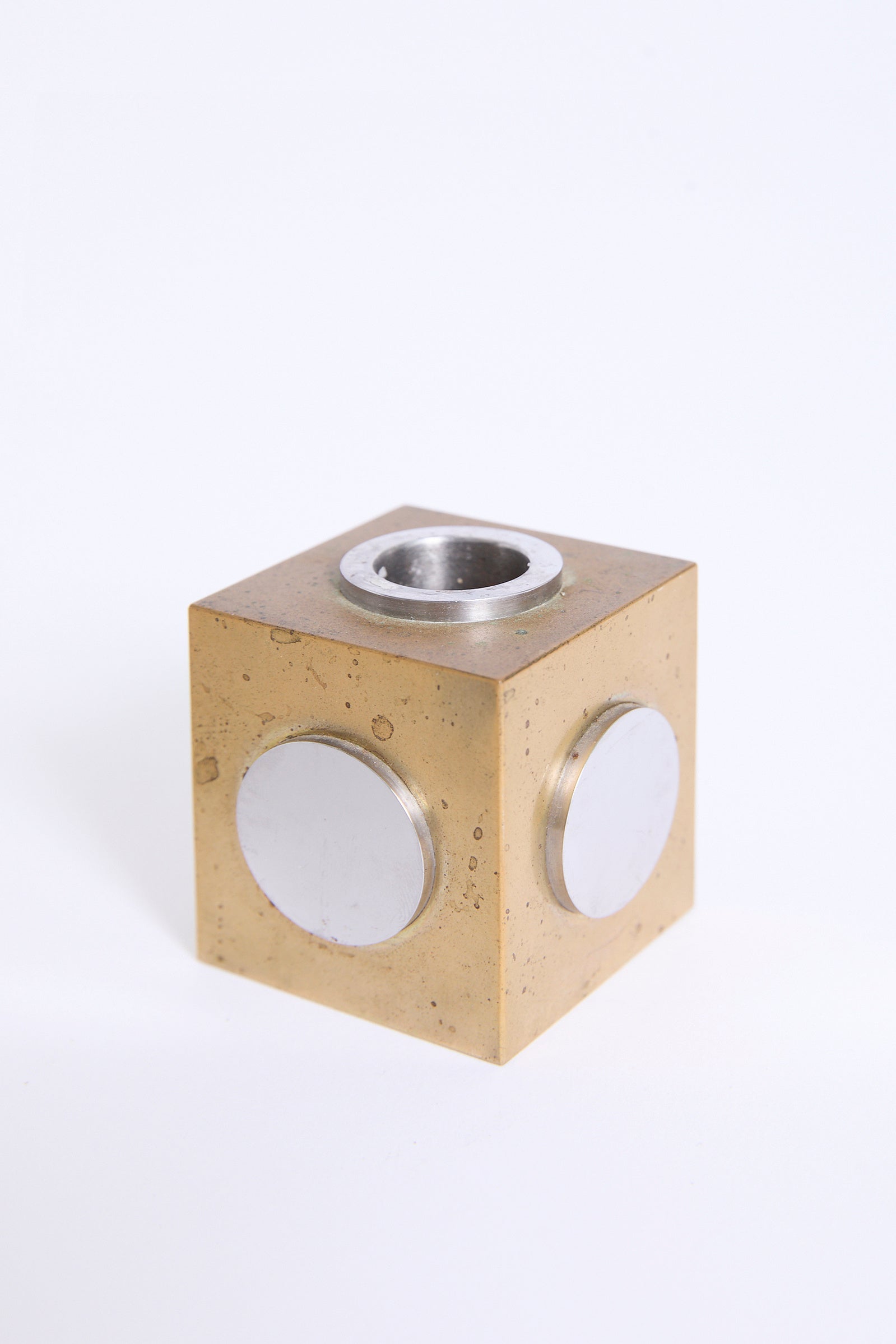 Brass Cube Candlestick